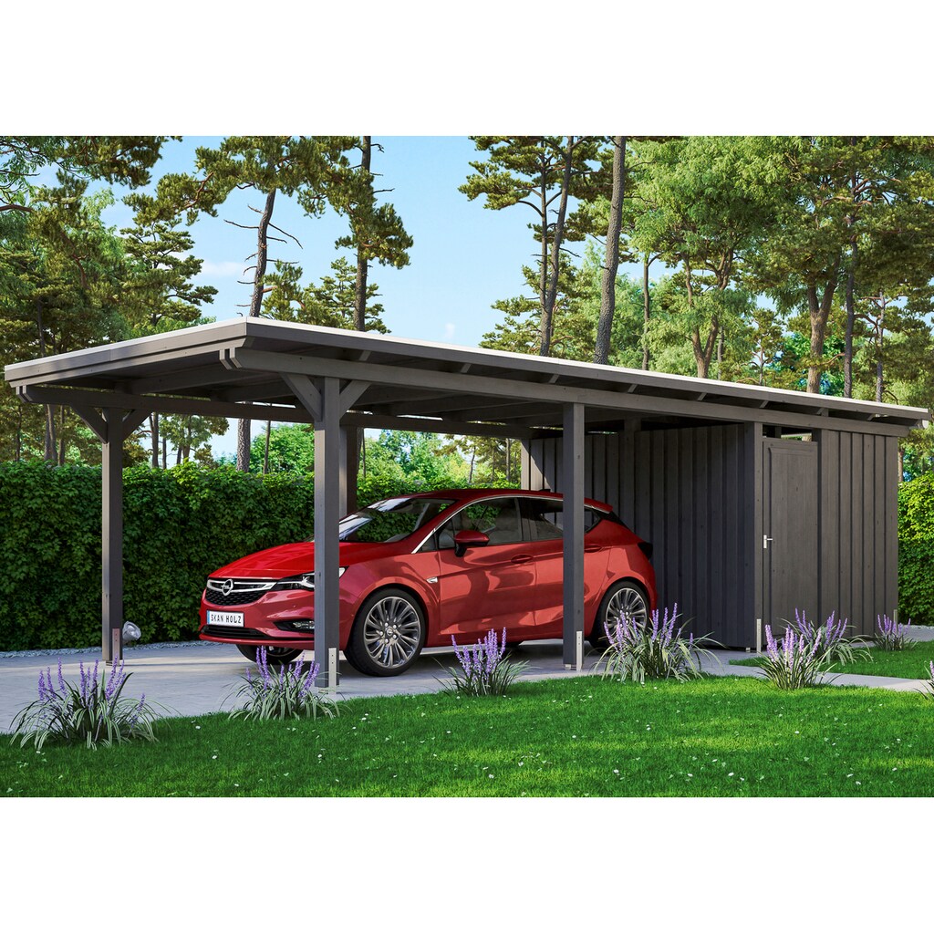 Skanholz Einzelcarport »Emsland«, Leimholz-Nordisches Fichtenholz, 291 cm, dunkelgrau