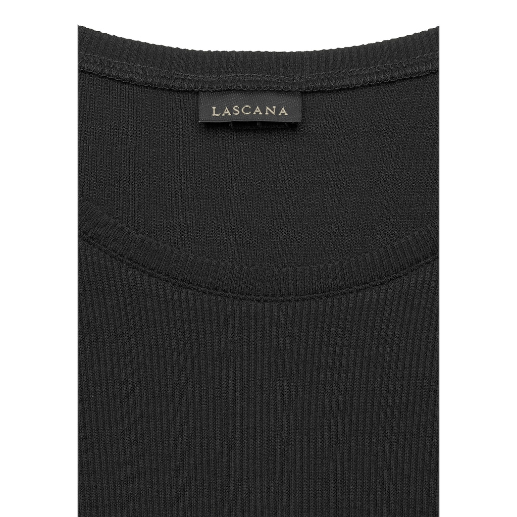 LASCANA T-Shirt, (2er-Pack), aus weicher Rippware