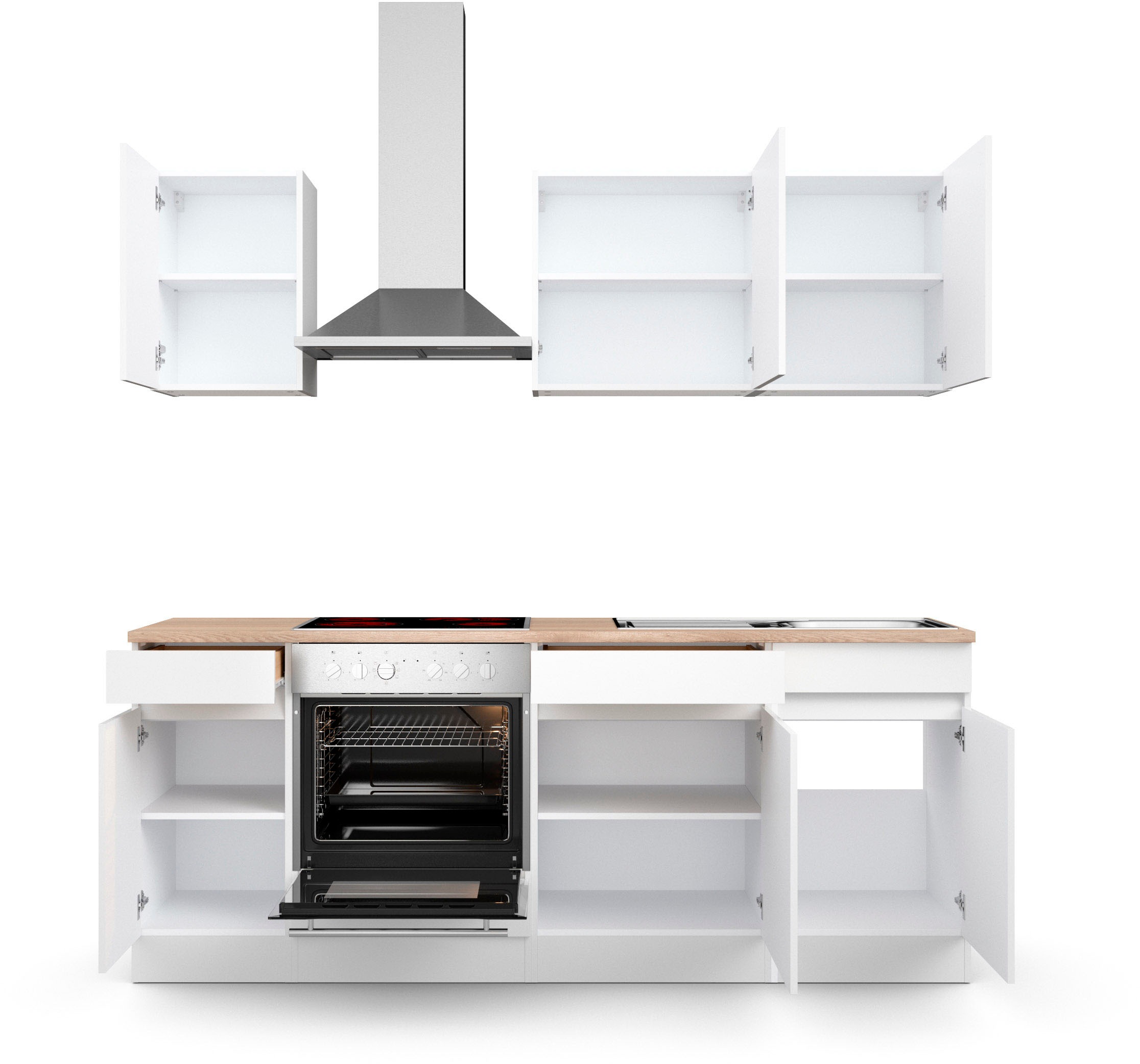 Küche »Safeli«, ohne Breite kaufen mit oder wahlweise OPTIFIT Geräte Hanseatic-E- online 210 cm,