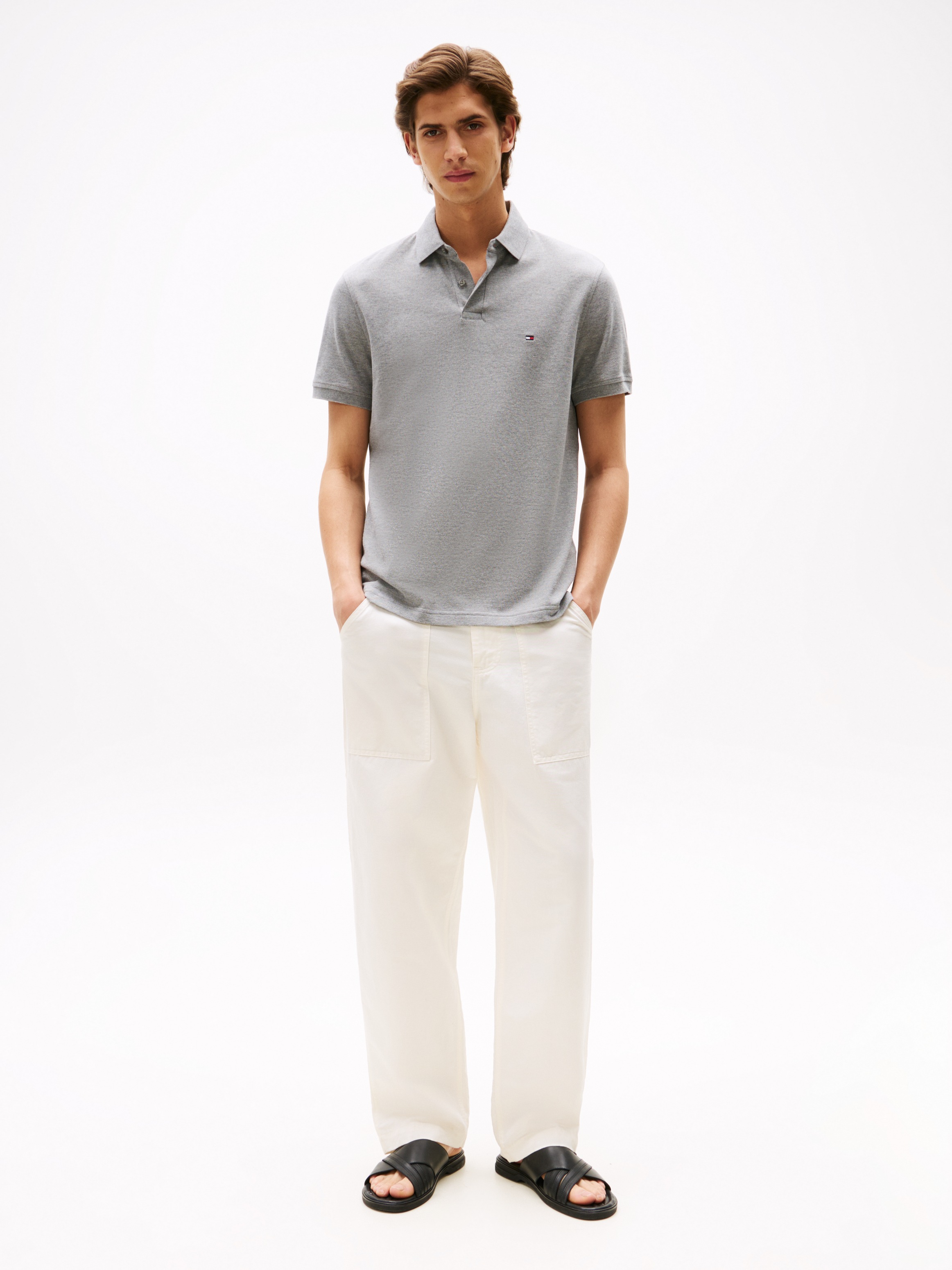 Tommy Hilfiger Poloshirt »1985 REGULAR POLO mit Kontraststreifen und Knopfleiste«, unifarben, sportlich, regular fit, Baumwollmix, Polokragen