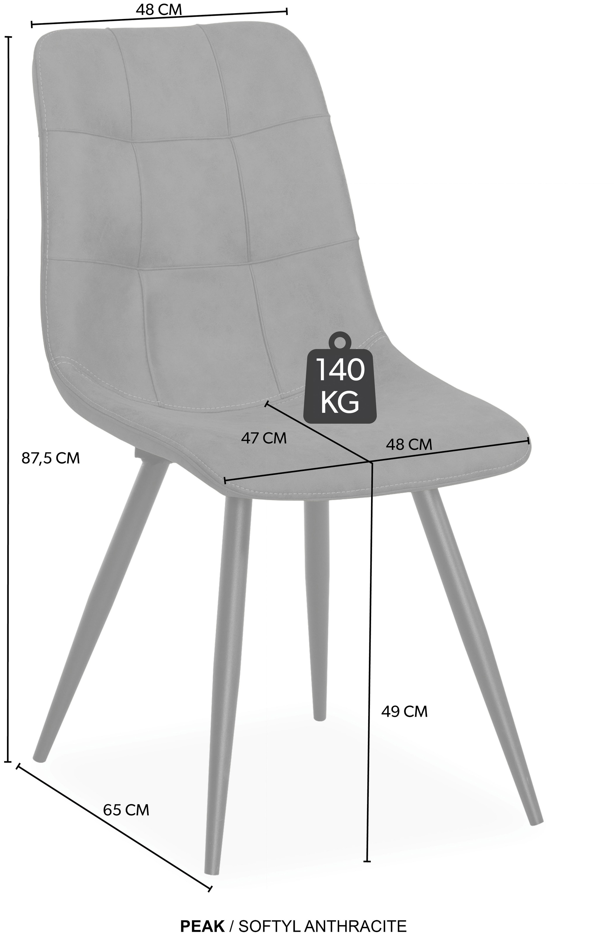 OMG Design Esszimmerstuhl »Peak«, (Set), 1 St., Stoff, moderne Sitzschale in Microfaser Lederoptik