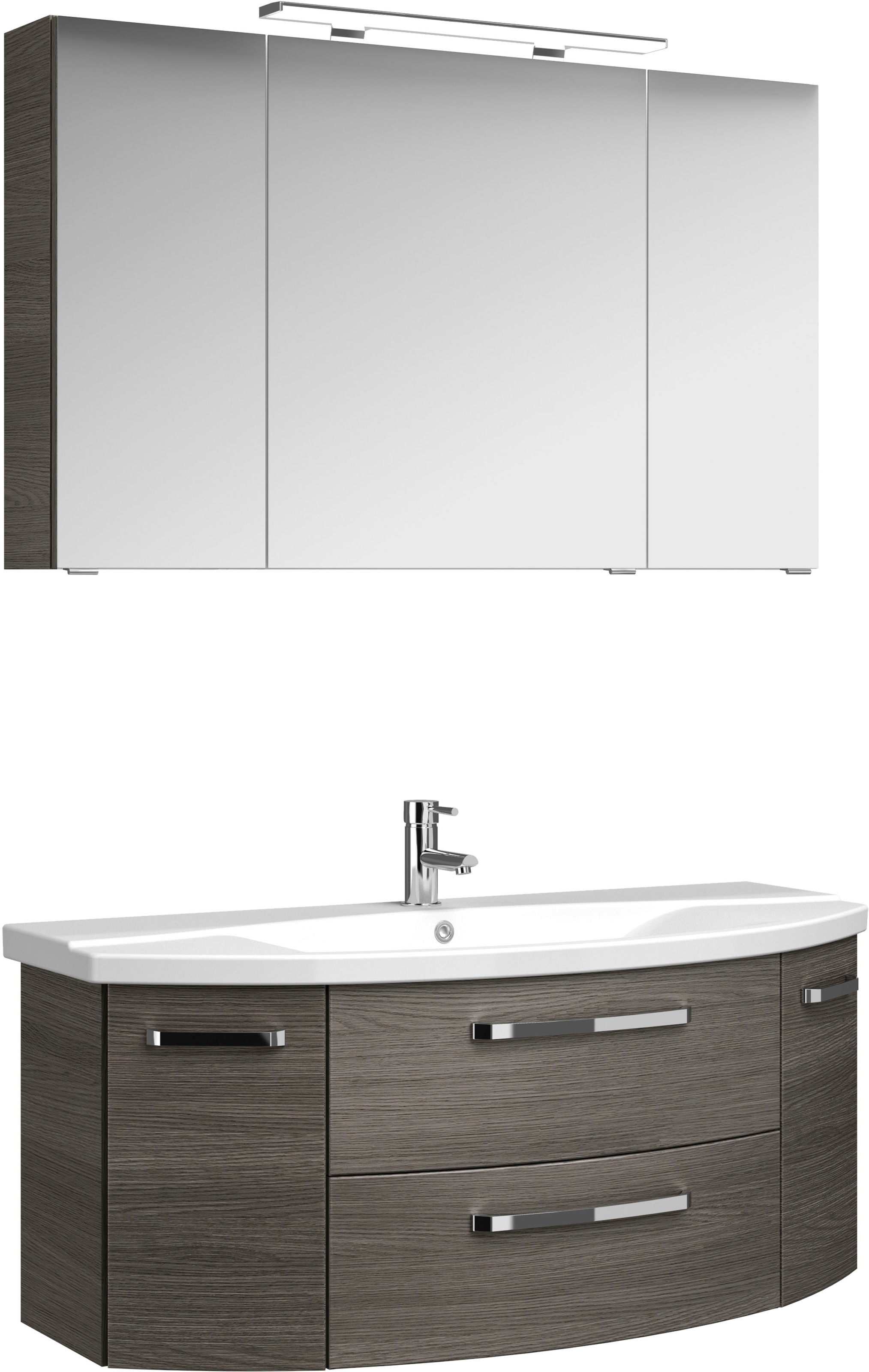 Saphir Badmöbel-Set »Serie 4010 2-teilig Keramik-Waschtisch mit LED-Spiegelschrank«, (Set), Badezimmer Set 120,5 cm breit, inkl. Türdämpfer, 5 Türen, 2 Schubladen