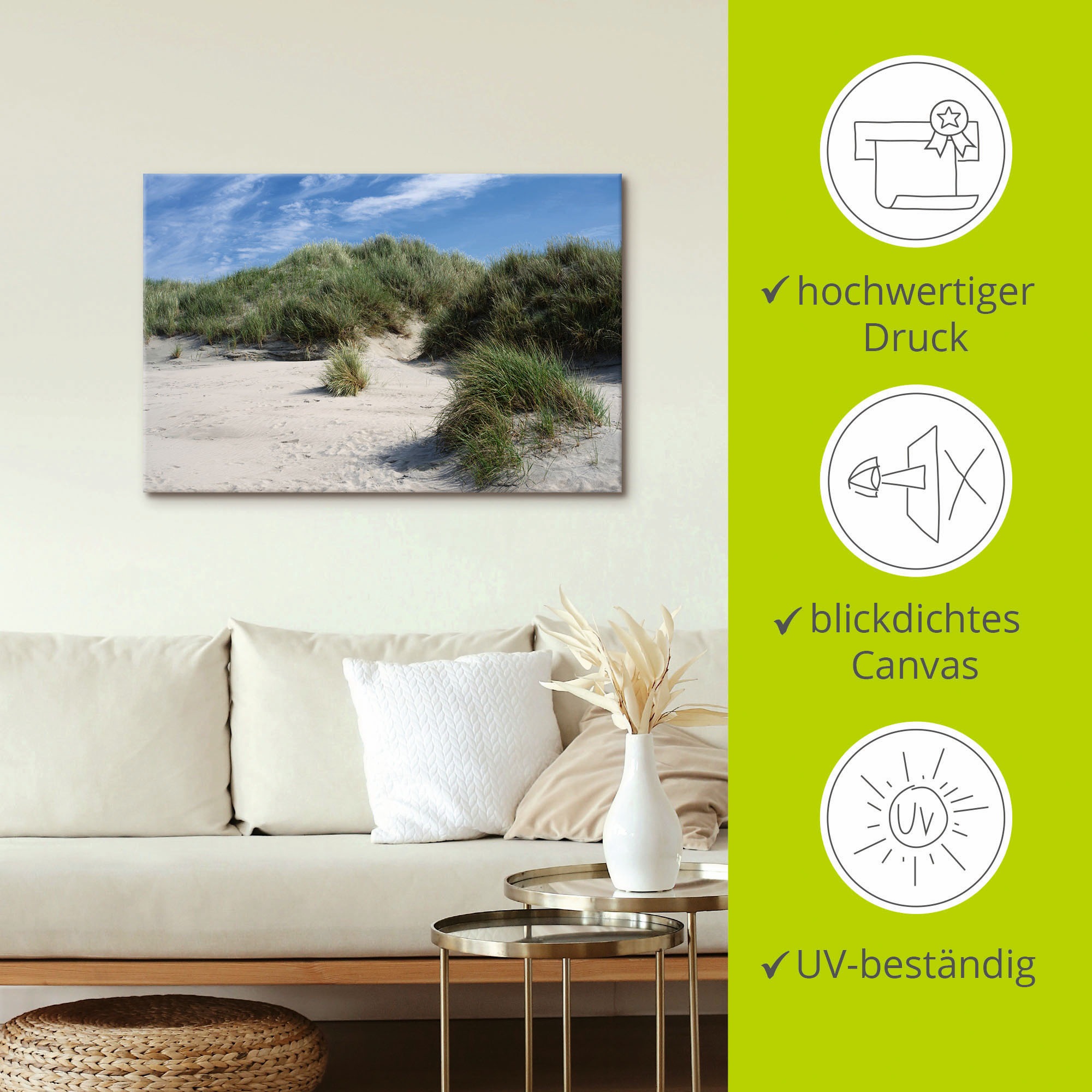Artland Wandbild »Dünenlandschaft auf Baltrum«, Strandbilder, (1 St.), als Alubild, Leinwandbild, Wandaufkleber oder Poster in versch. Größen