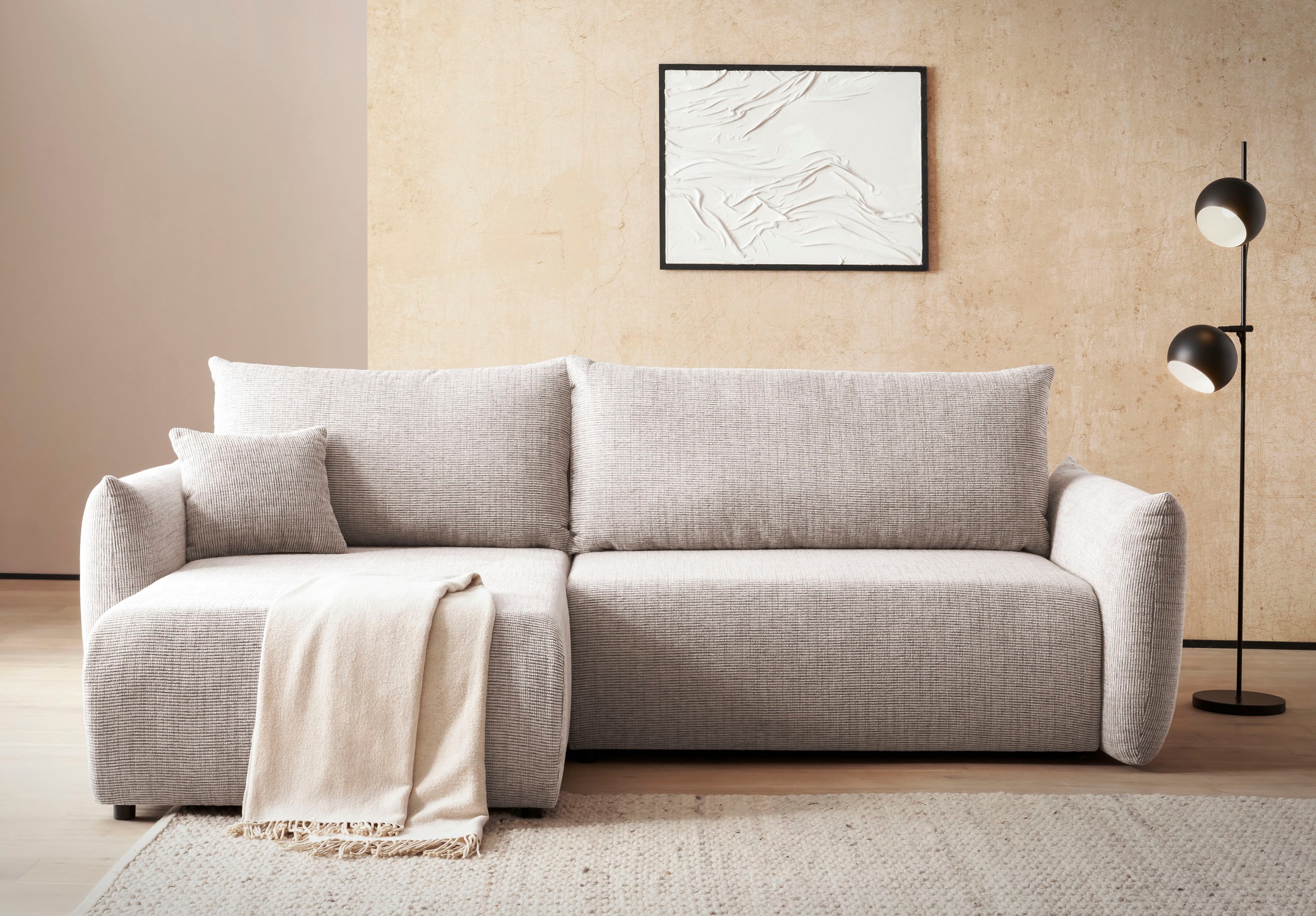 Home affaire Ecksofa »MAVAS Schlafsofa mit Bettkasten, L-Form,« ca.257/127c günstig online kaufen