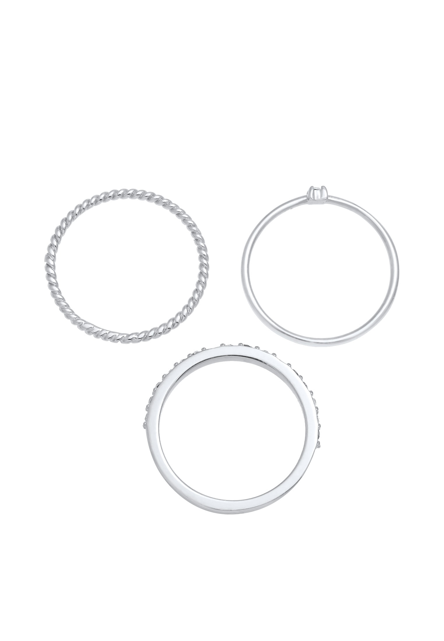 Elli Solitärring »Ringset (3 tlg) 925 Silber, mit Kristallen von Swarovski®«