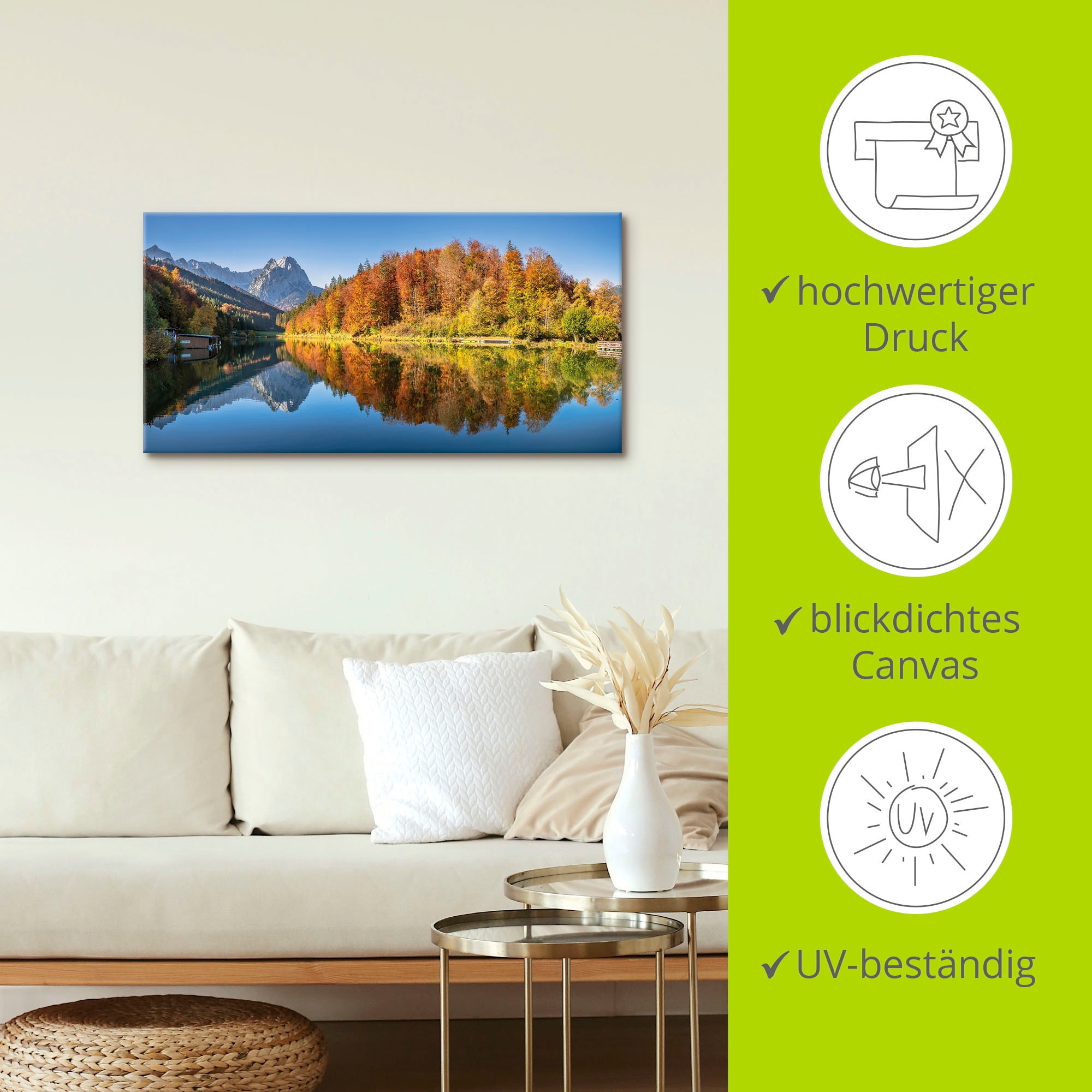 Artland Leinwandbild »Riessersee Bayern«, Seebilder, (1 St.), auf Keilrahmen gespannt