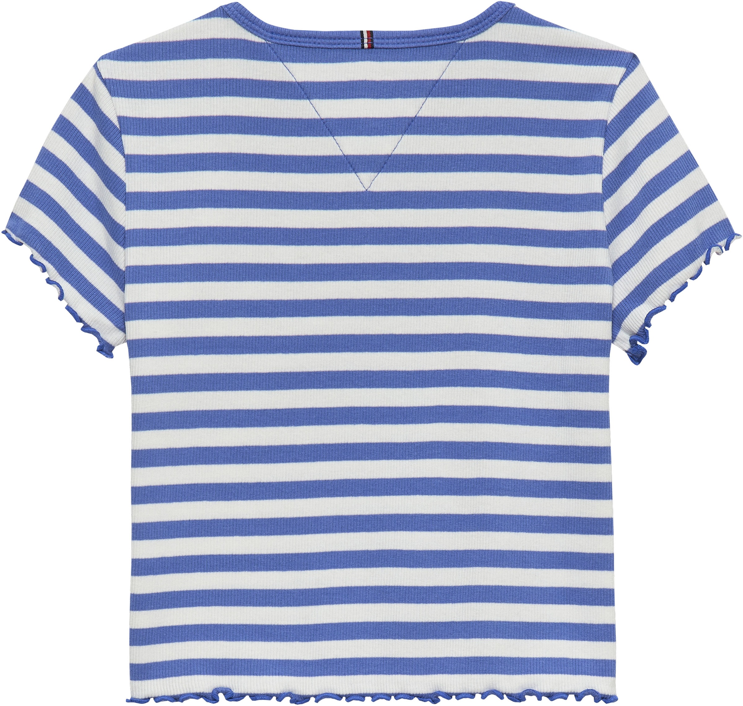 Tommy Hilfiger T-Shirt »ESSENTIAL RIB TOP mit Babylock-Kanten und Stickerei« unifarben, casual, regular fit, Baumwollmix, Rundhals