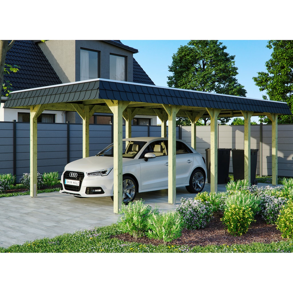 Skanholz Einzelcarport »Spreewald«, Fichtenholz, 285 cm, grün