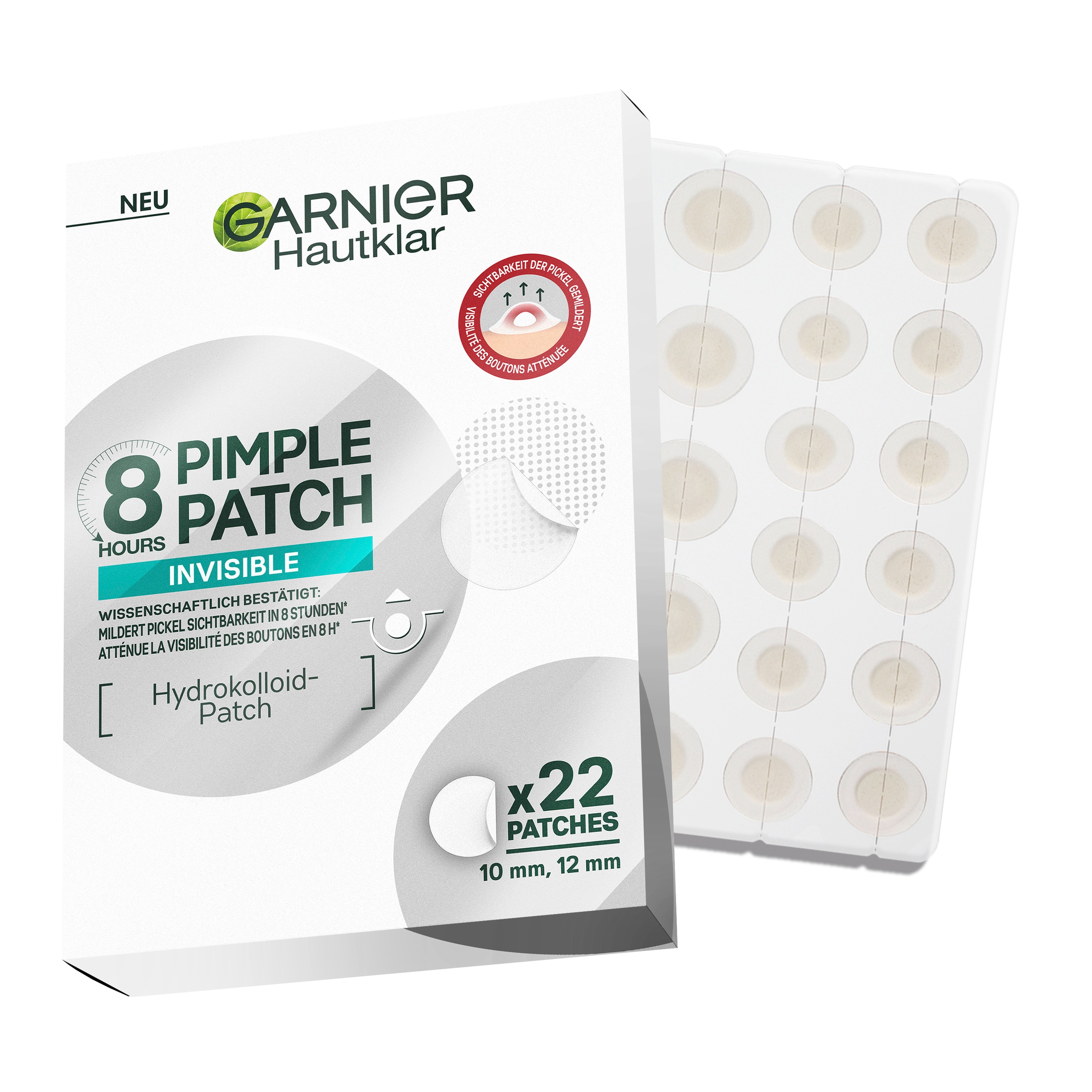 GARNIER Pickel-Tupfer »GARNIER 8H INVISIBLE PIMPLE PATCH« Flacht Pickel ab mit Hydrokolloid, keine Pickelmale.