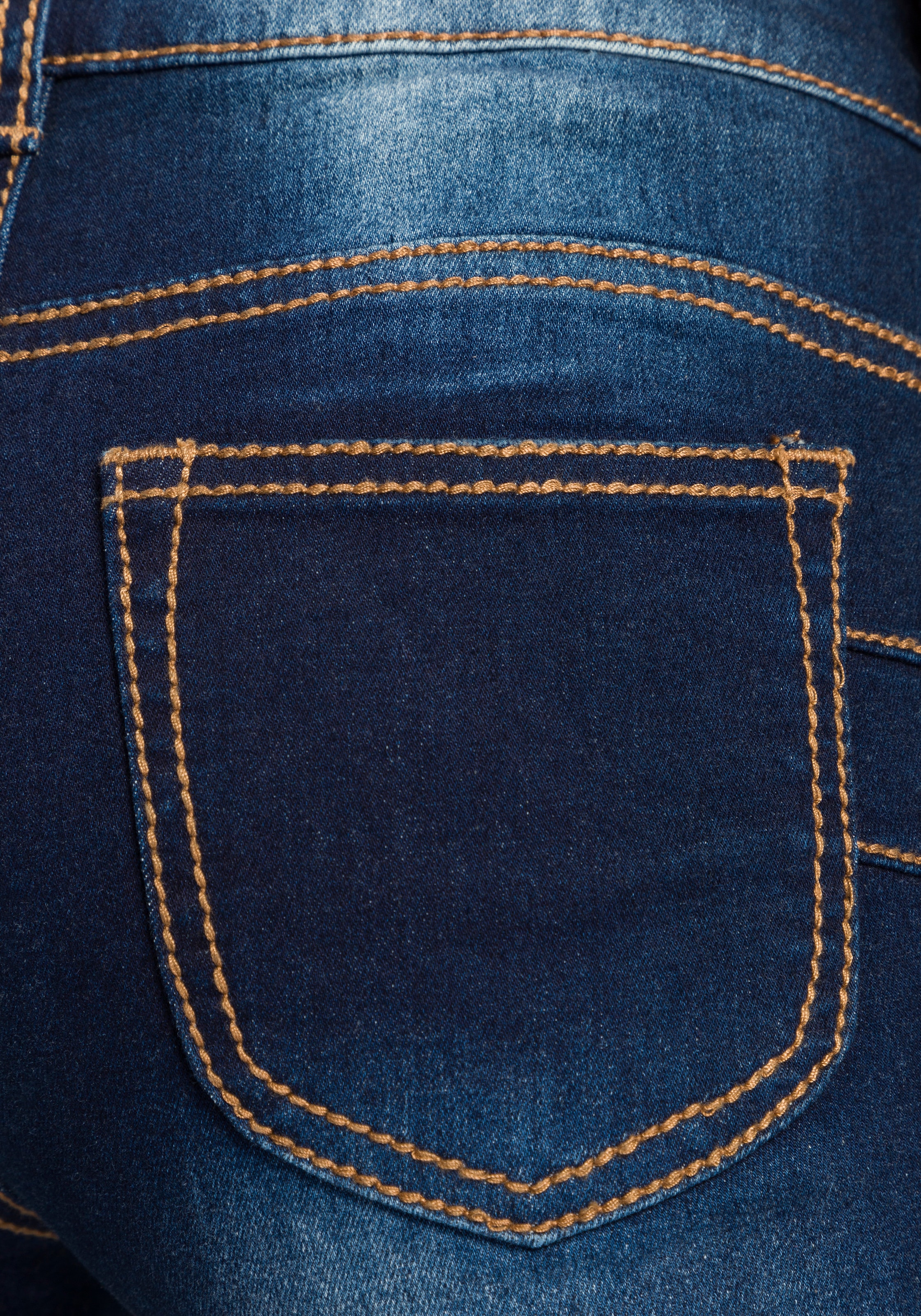 Arizona Slim-fit-Jeans »mit sichtbarer, Mid online schräger bestellen Knopfleiste«, Waist