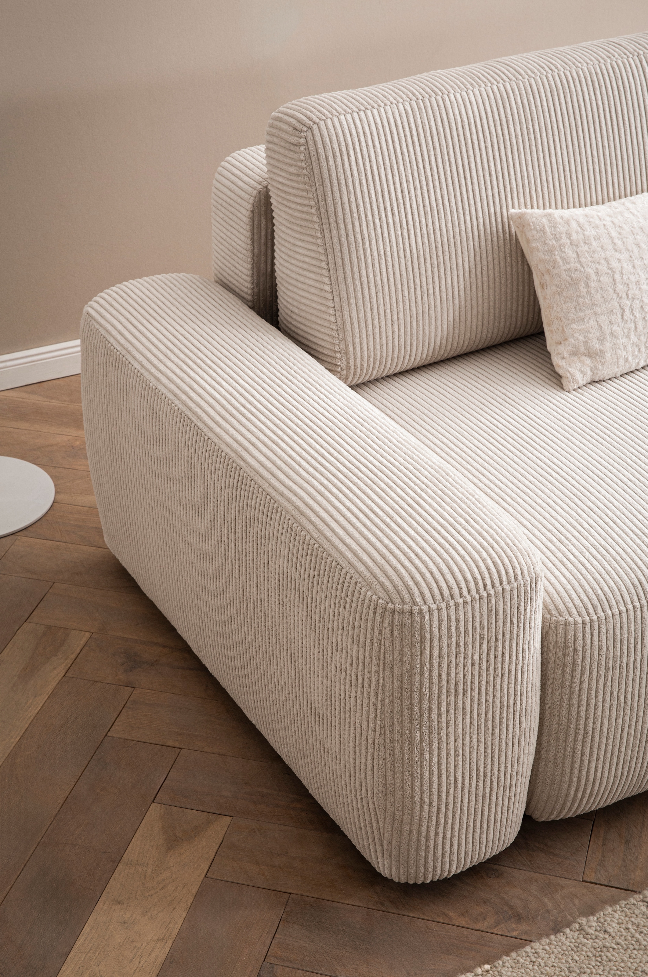 INOSIGN Ecksofa »TORGE (264cm), Schlafsofa in Cord, Samtvelours o Struktur fein, L-Form«, Schlaffunktion, Bettkasten, Liegefläche: 125/210 cm