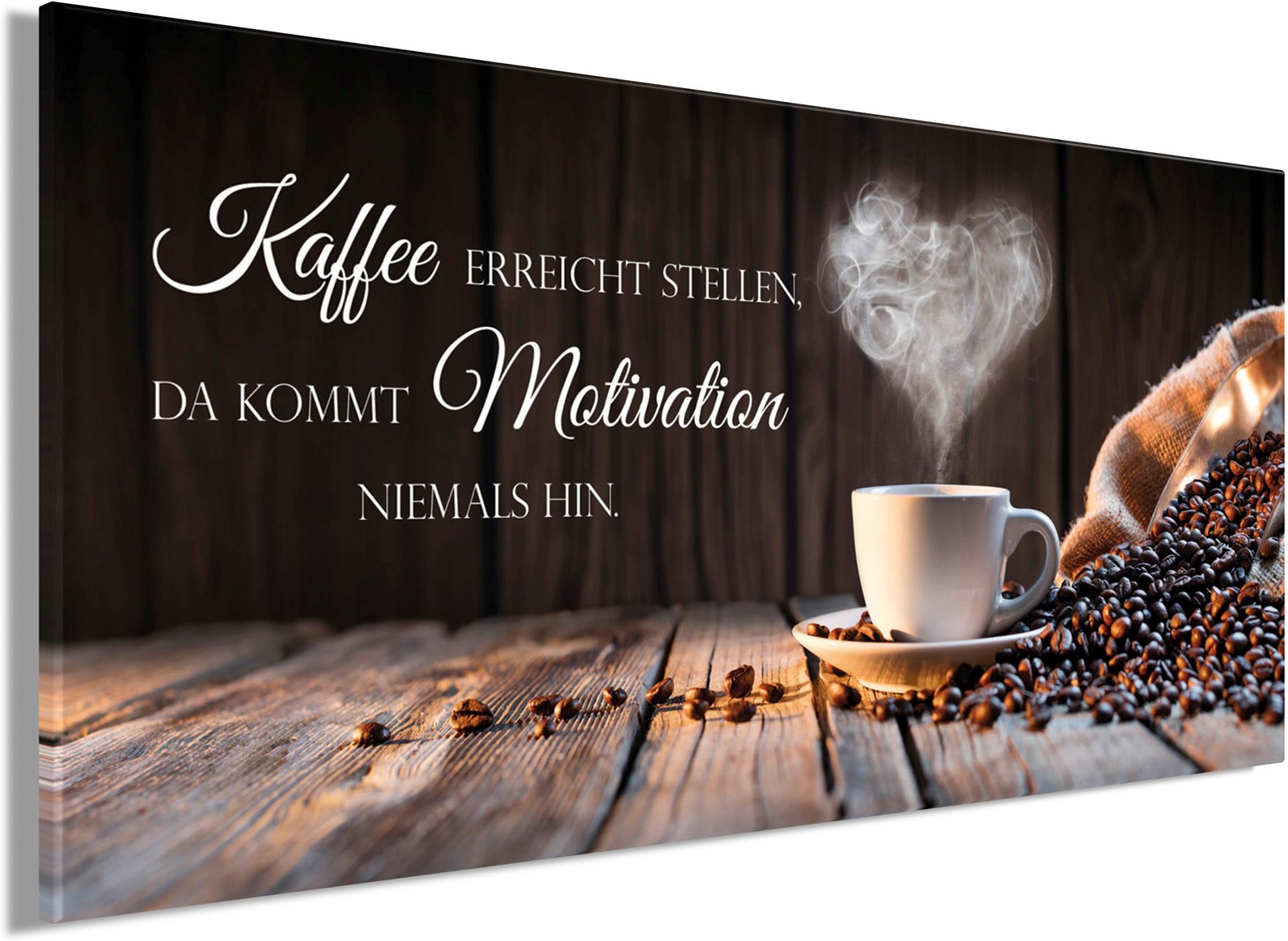 Bönninghoff Leinwandbild »Wandbild KAFFEE UND BOHNEN 33x70 cm – Leinwandbild Keilrahmen Deko« Kaffee | Kaffee Bilder | Motivationsbilder 1 Stk. tlg. auf Keilrahmen gespannt