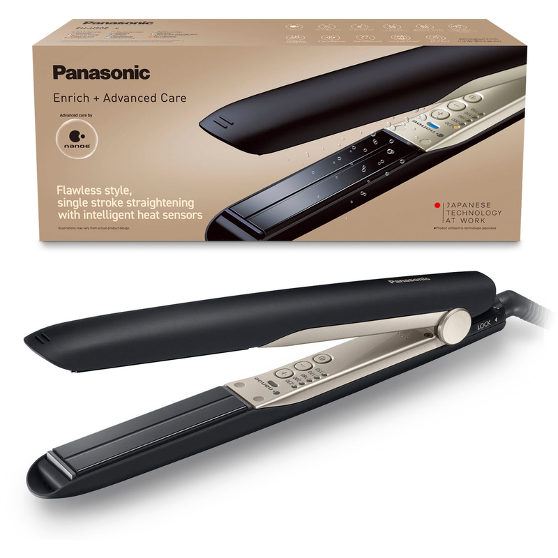 PANASONIC Glätteisen »EH-HS0E« Keramik-Beschichtung mit nanoe -Technologie und 3D Keramikplatten schwarz-champagner Ergonomisches Design – liegt...