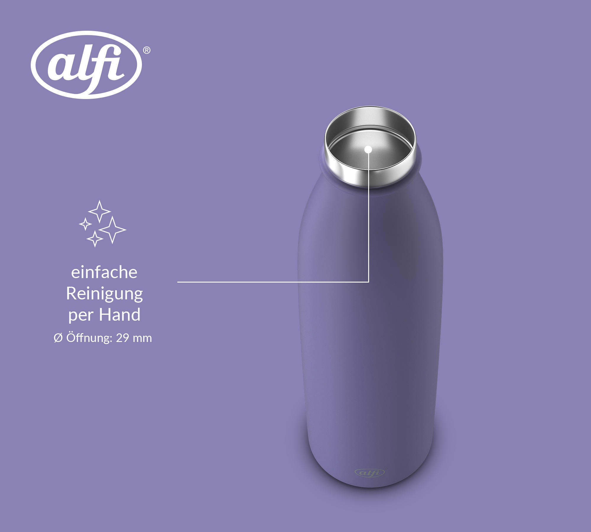 Alfi Isolierflasche »PURE BOTTLE, aus doppelwandigem Edelstahl, spülmaschinenfest« 0,75l, 24h kalt, Pulverbeschichtung, absolut dicht bei Kohlensäure
