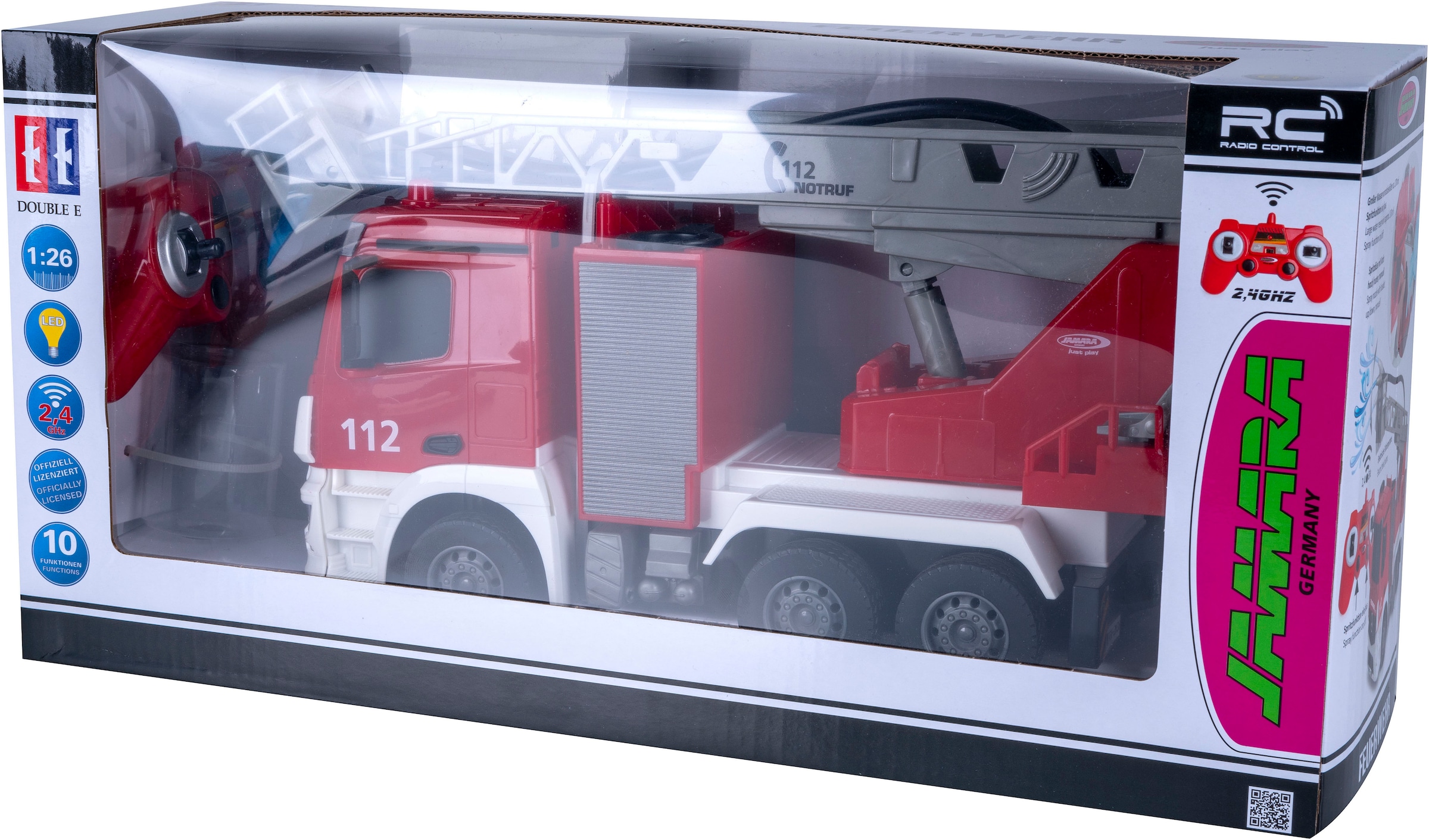 Jamara RC-LKW »Feuerwehr Drehleiter Mercedes -Benz Antos 2,4GHz«, mit Spritzfunktion; LED-Licht; Maßstab 1:26
