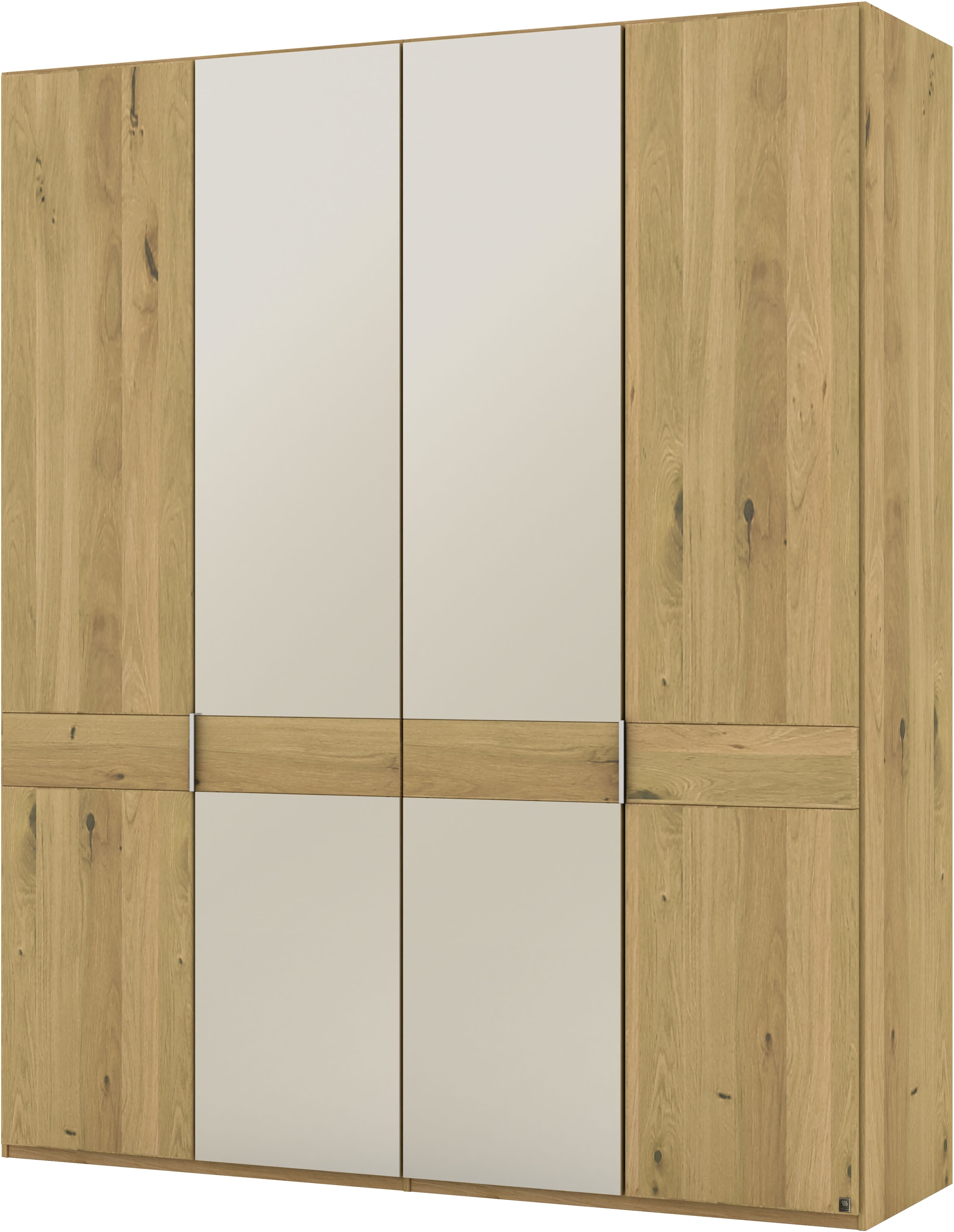 Musterring Drehtürenschrank »Savona, Kleiderschrank, Schrank, Garderobe, teilmassiv Eiche«, (mit Türdämpfern, mit Spiegel oder Glas, extra Böden, MADE IN GERMANY), Türen in Bianco-Eiche massiv, Spiegel-/Glastüren, verschiedene Größen