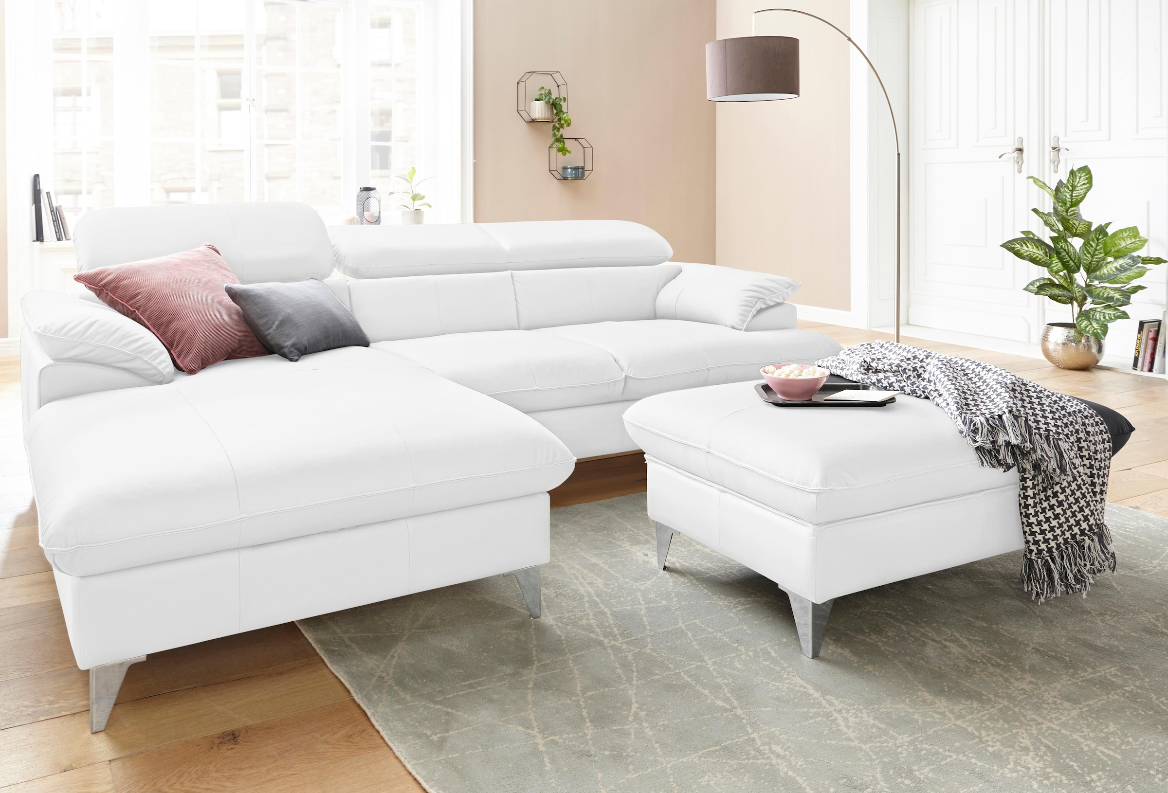 COTTA Ecksofa »Caluso L-Form«, mit Kopfteilverstellung, wahlweise mit Bettfunktion & Bettkasten