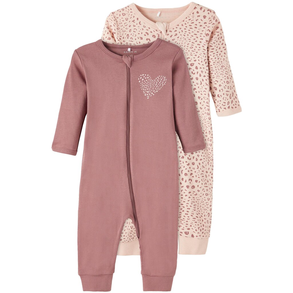 Name It Schlafoverall »NBFNIGHTSUIT 2P ZIP ROSE TAUPE LEO«