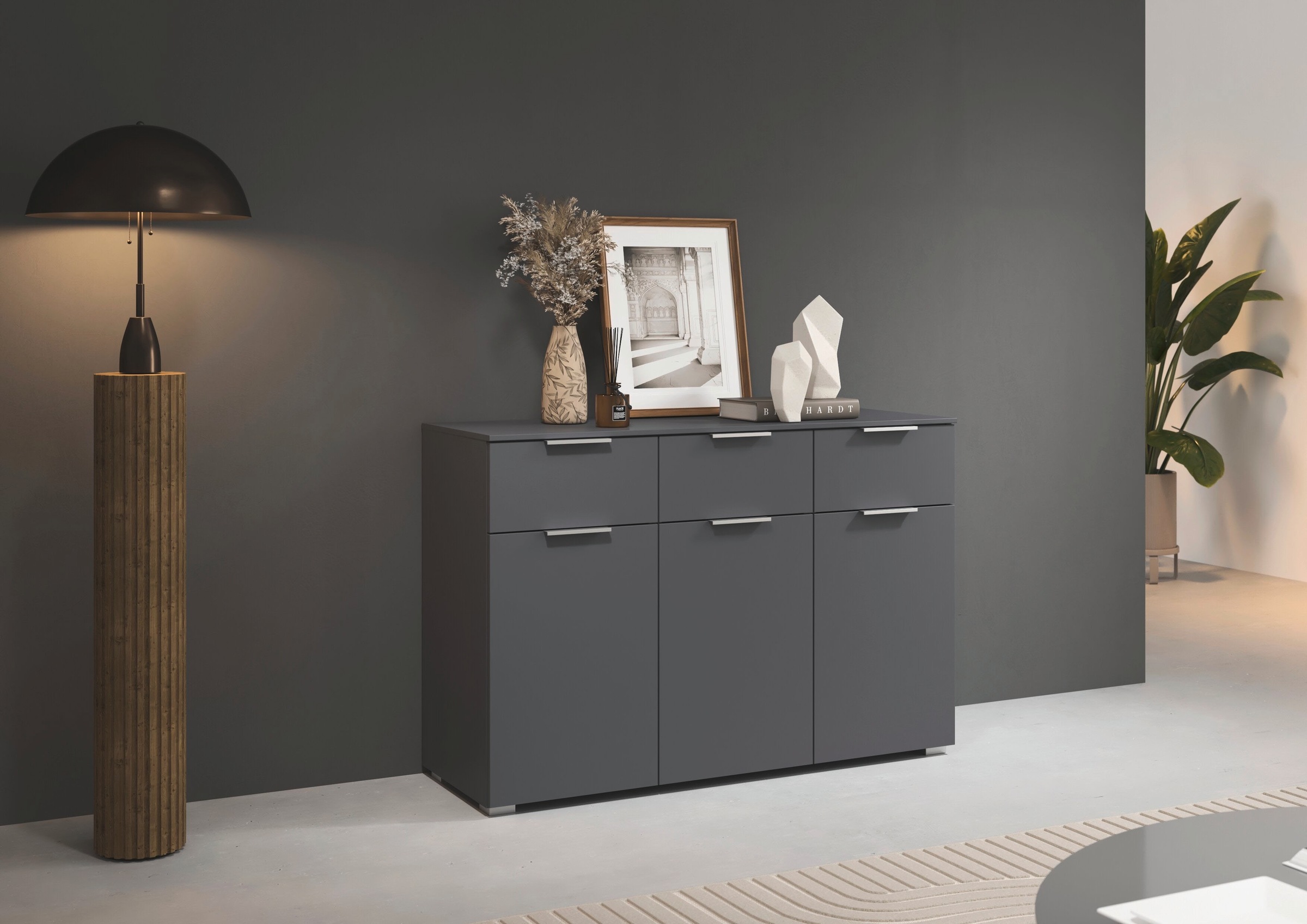 rauch Kombikommode »Sideboard Schubladenkommode CORTONA mit Dekor-Front« Breite 120 cm inkl. Soft-Close-Funktion,  mit 3 Schubladen und 3 verstellbaren Einlegeboden MADE IN GERMANY