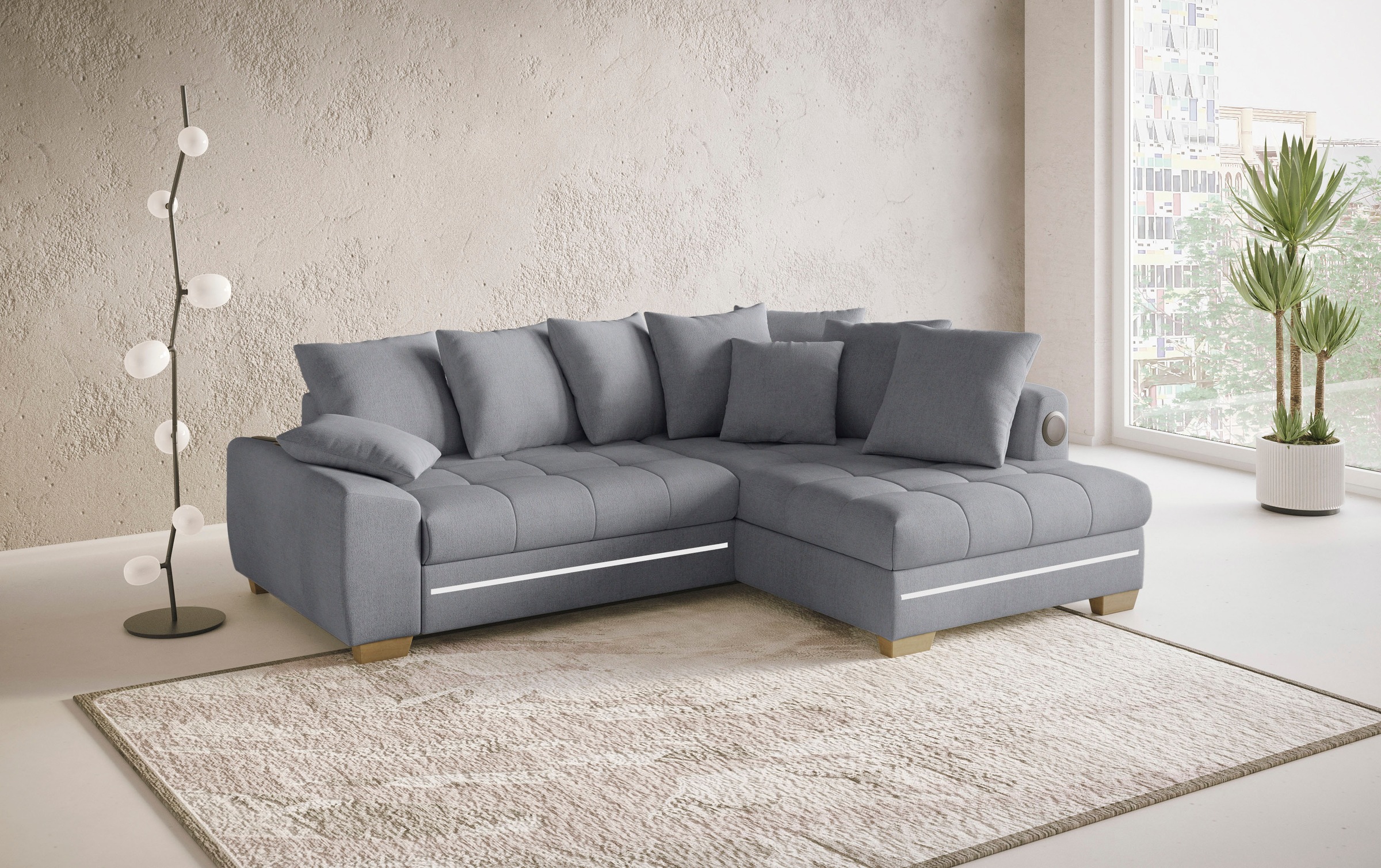 Mr. Couch Ecksofa »Nikita II, L-Form«, mit Kaltschaum, RGB-LED, Soundsystem, wahlweise mit Bett, Bettkasten
