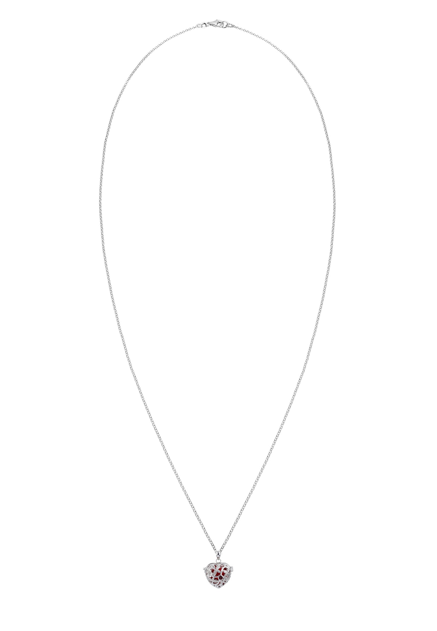 Nenalina Kette mit Anhänger »Herz Klangkugel Granat Ornament 925 Silber«