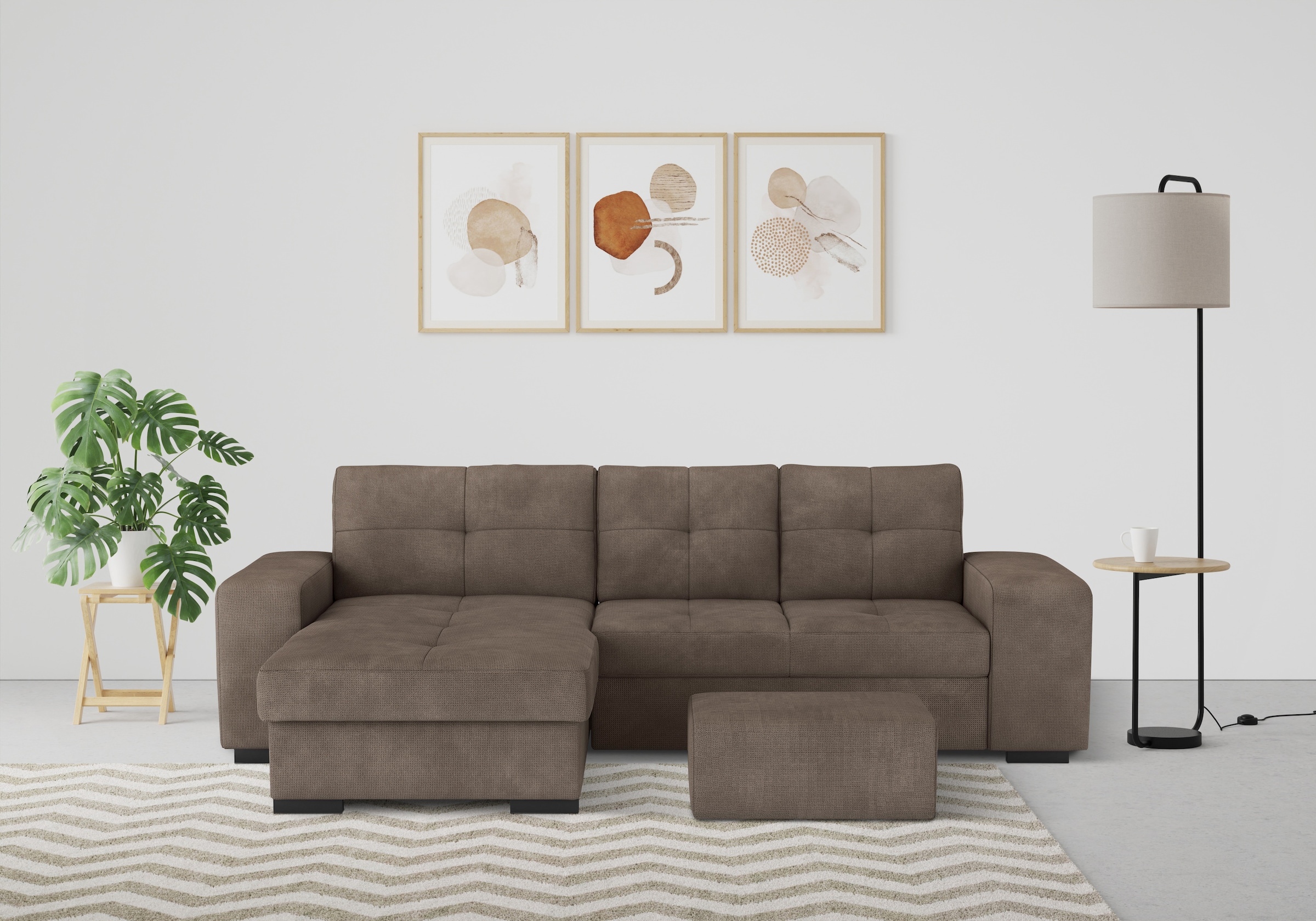 COTTA Ecksofa »Mattina L-Form«, mit Hocker, wahlweise mit Bettfunktion & Be günstig online kaufen