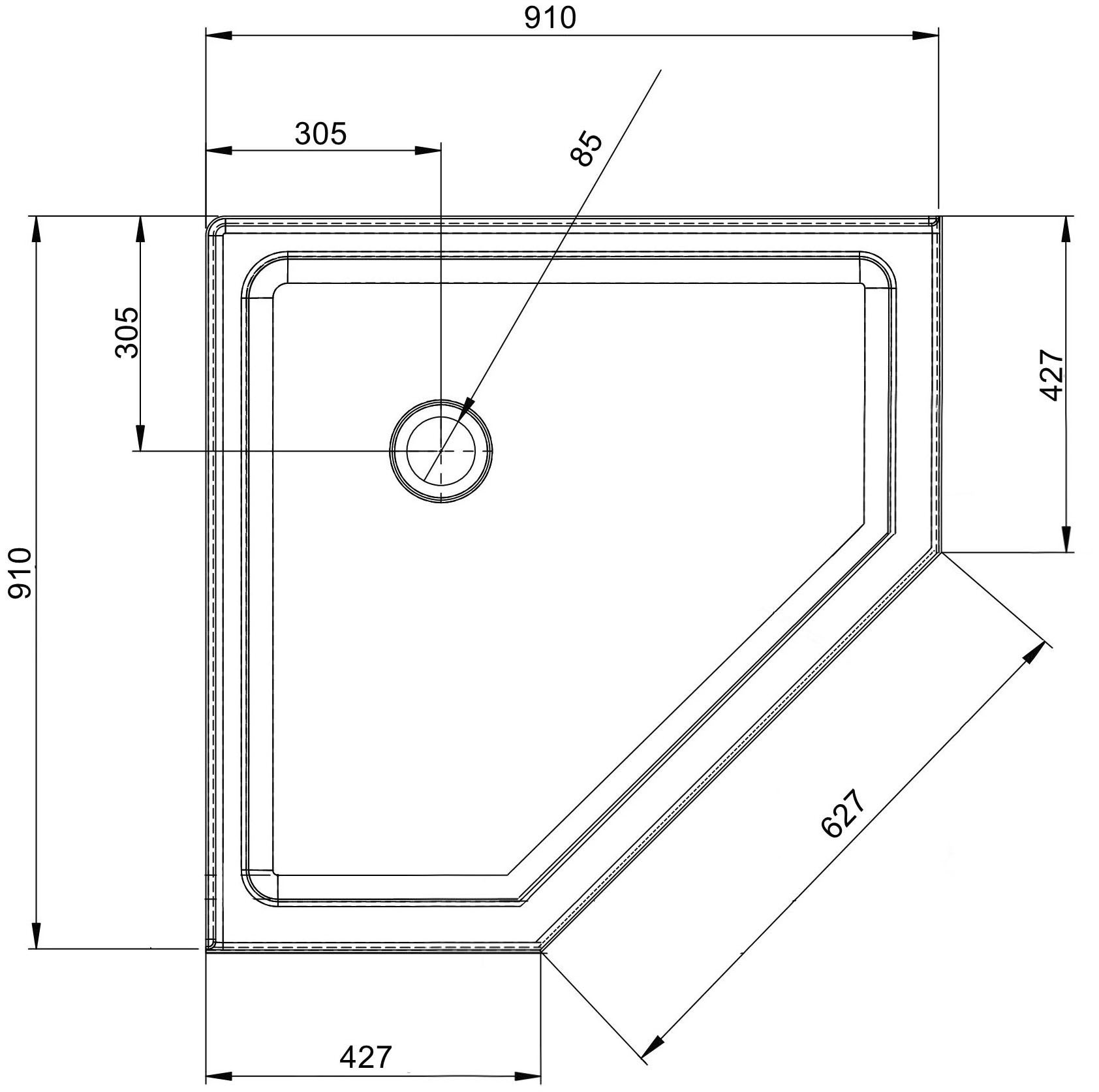 Sanotechnik Duschwanne »Fünfeck Brausetasse« Maße: 90x90x15cm