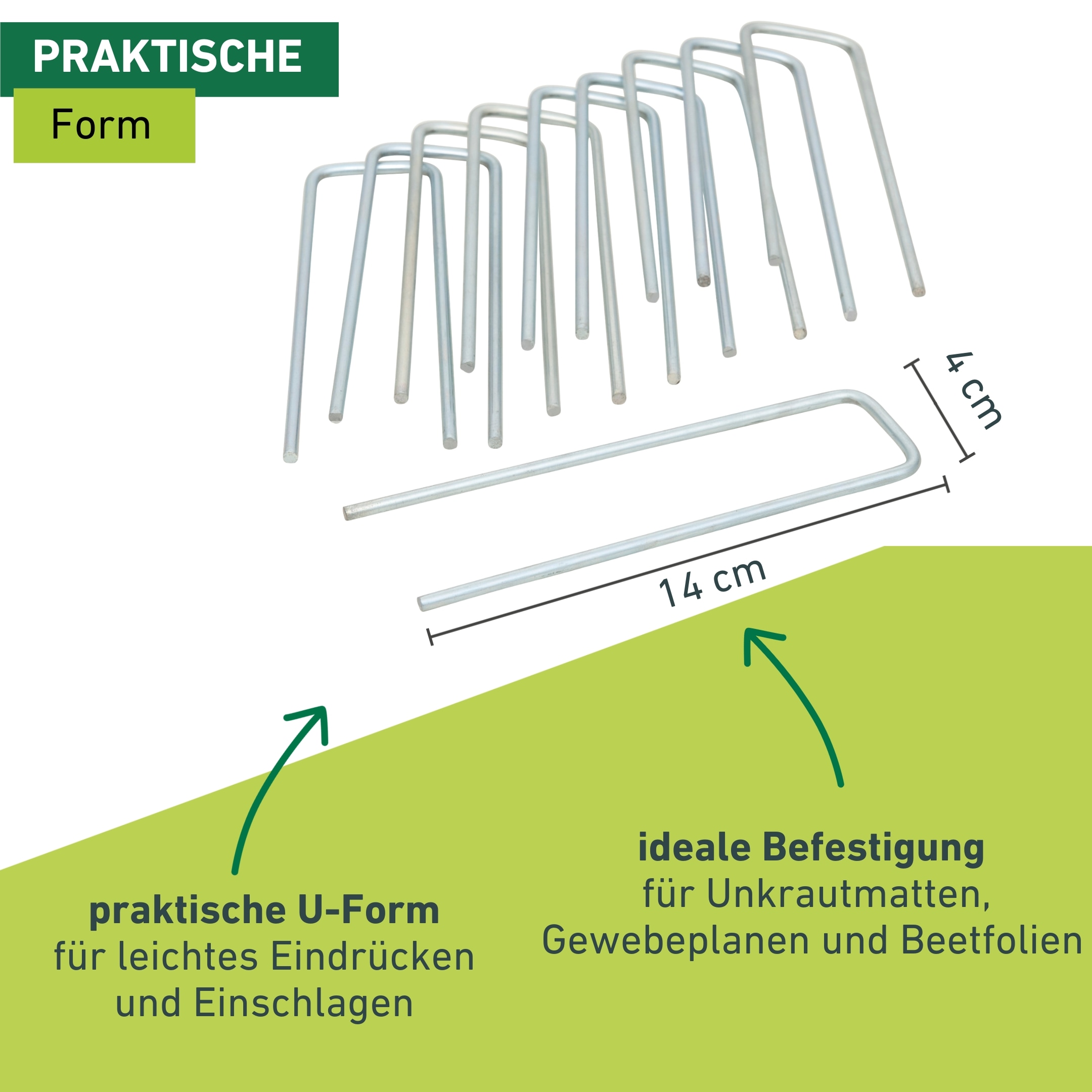 Windhager Gartenvlies »Befestigungshering aus Metall, wiederverwendbar, 10 Stk.« Packung, 10 Stk. tlg. Bodenanker für Folien, Vlies, erhältlich in 4 x 14 cm oder 15 x 25 cm