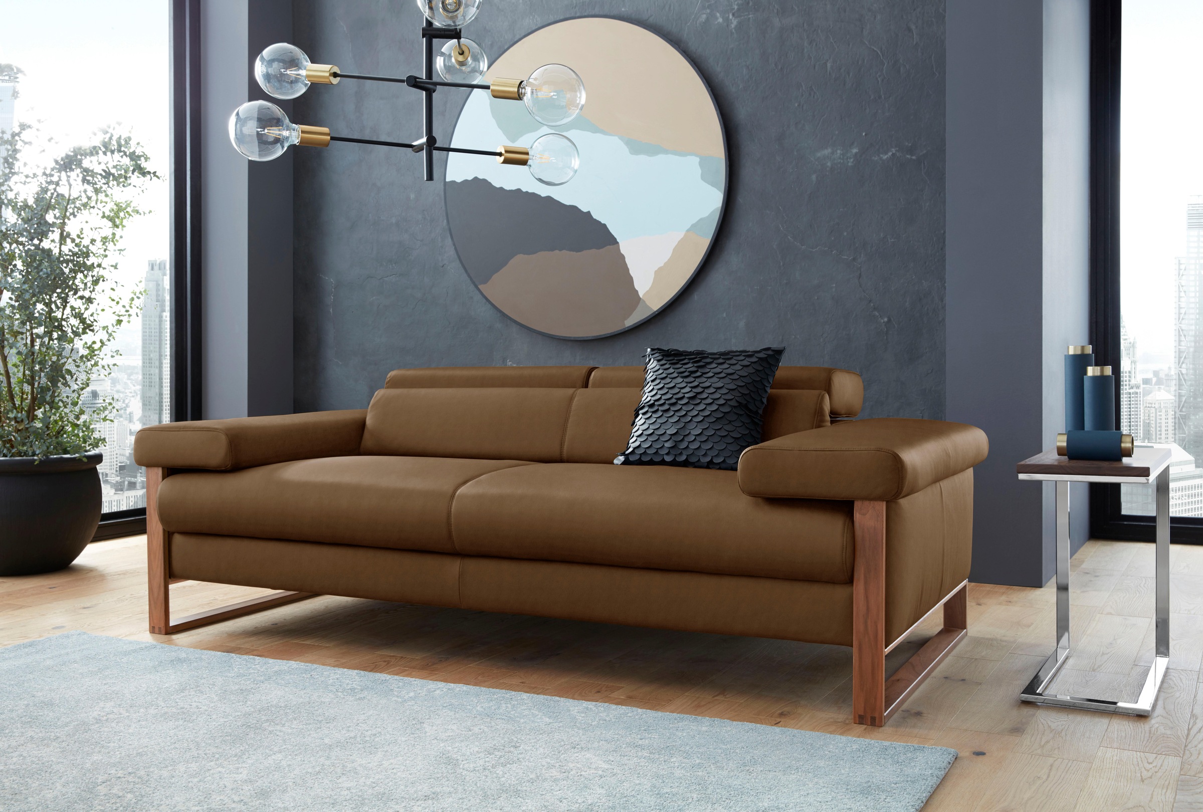 W.SCHILLIG 2-Sitzer »finn«, German Design Award 2016, Fußgestell Nussbaum natur, Breite 210 cm
