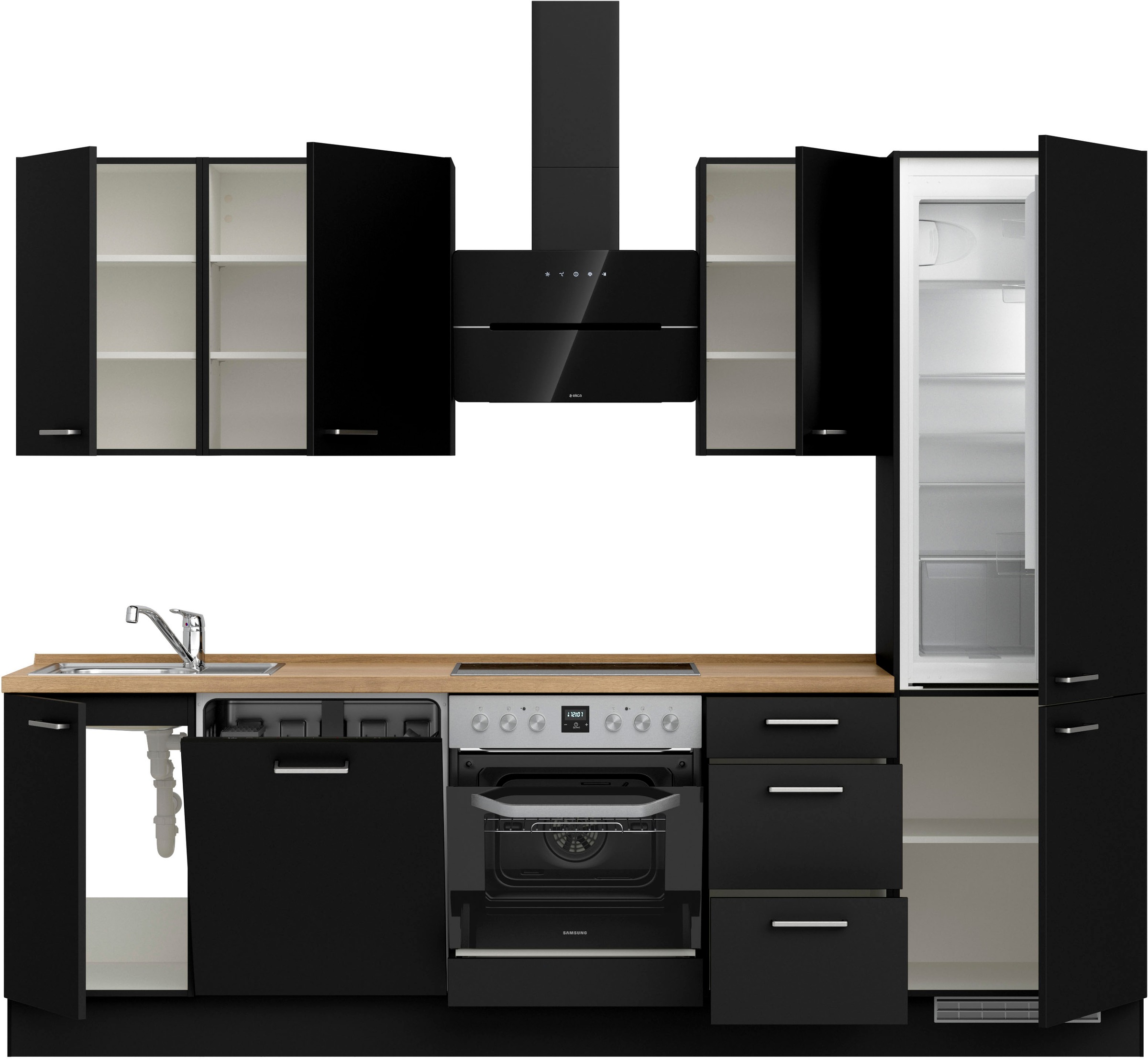 nobilia® Küchenzeile »"Touch II"« vormontiert, Ausrichtung wählbar, Breite 270 cm, wahlw. mit E-Geräten