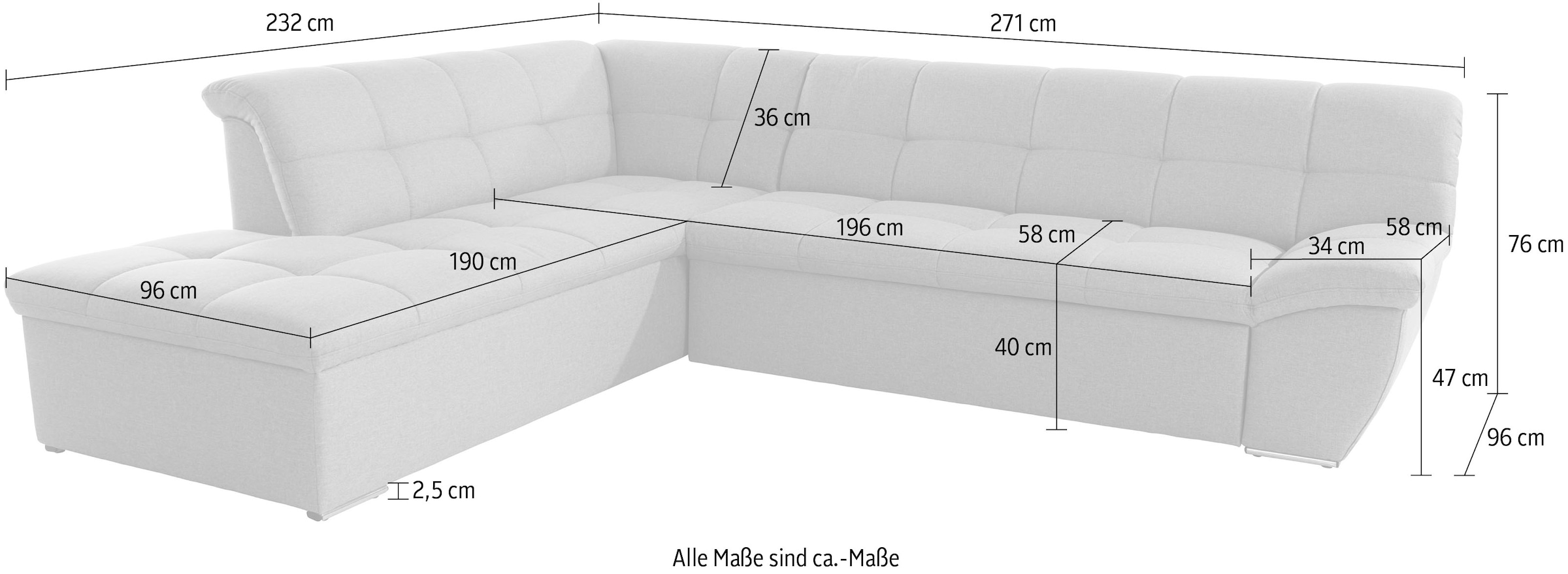 DOMO collection Ecksofa »Lagoa L-Form«, wahlweise mit Bettfunktion, frei im Raum stellbar, große Farbvielfalt