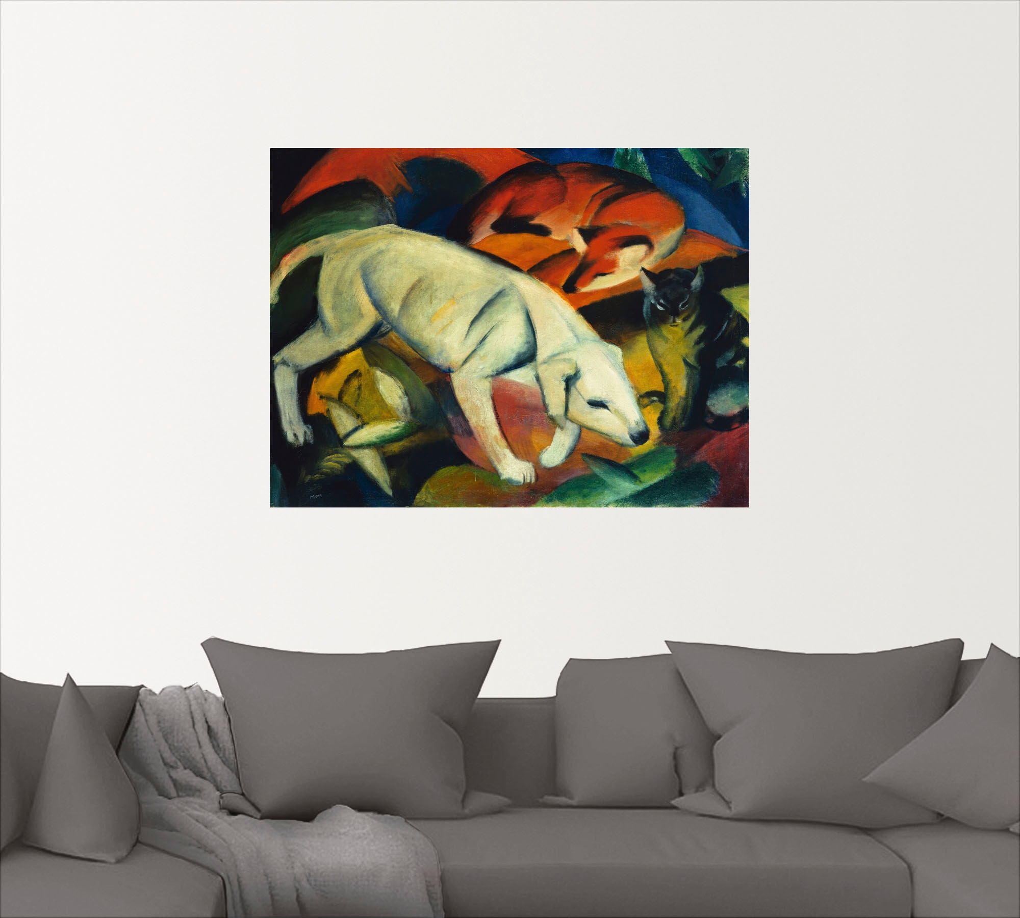 Artland Wandbild »Drei Tiere (Hund Fuchs und Katze). 1912«, Haustiere, (1 St.), als Leinwandbild, Wandaufkleber in verschied. Größen
