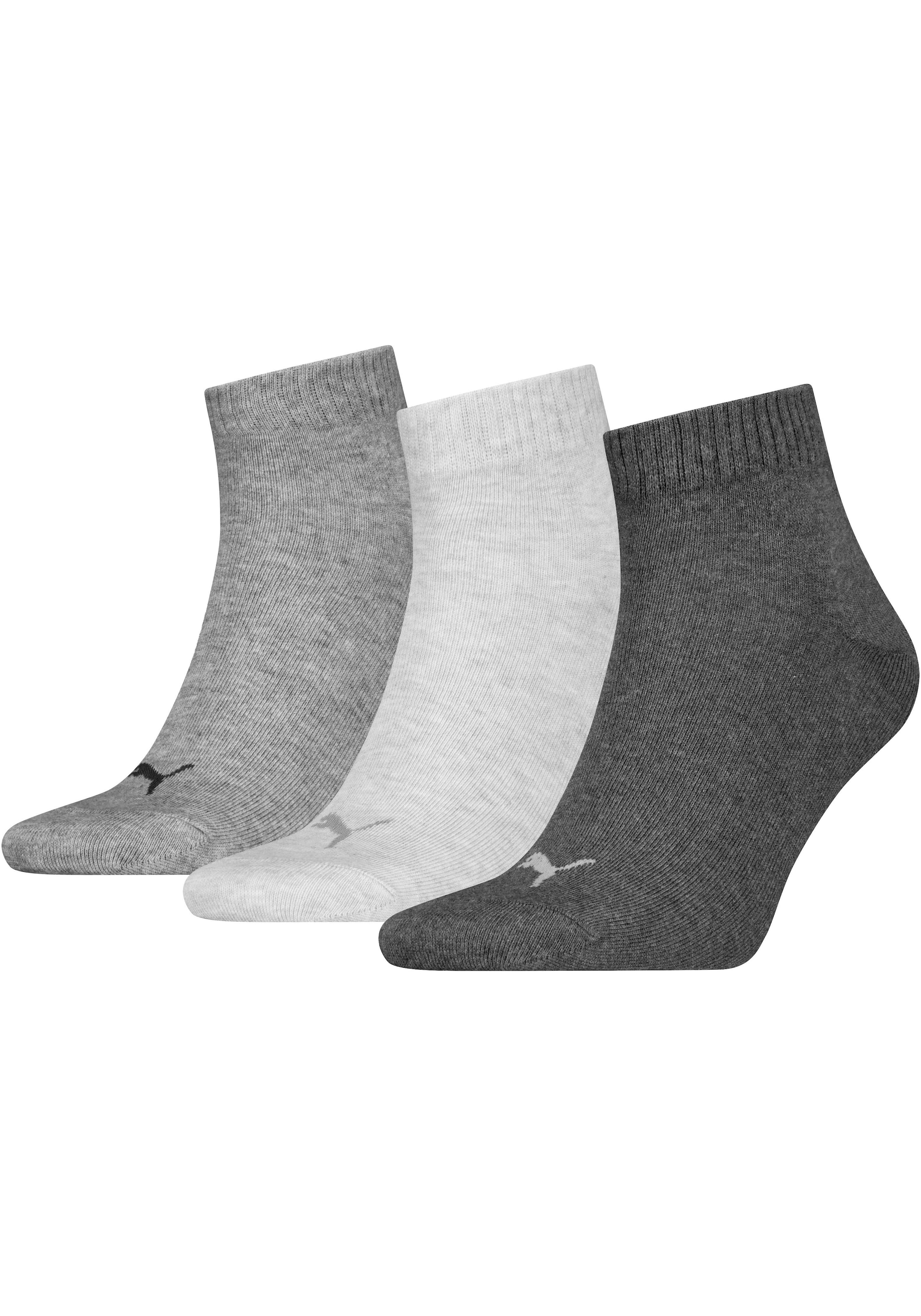 PUMA Kurzsocken »PUMA UNISEX QUARTER PLAIN 3P« 3 Paar, 3 Paar tlg. Atmungsaktiv, Rippenbündchen, weiche Baumwollmischung