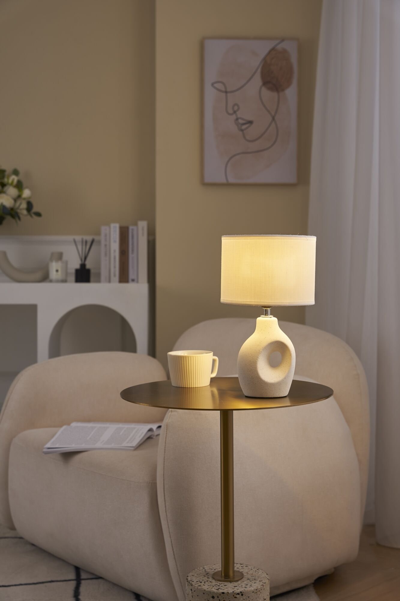 Pauleen Tischleuchte »Pure Crush max20W Weiß/Beige 230V Stoff/Keramik«, 1 f günstig online kaufen
