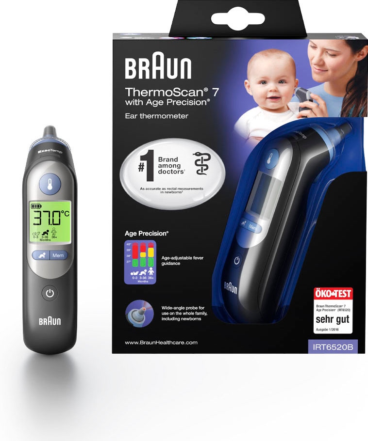 Braun Fieberthermometer »ThermoScan® 7 Ohrthermometer mit Age Precision® -  IRT6520B«, Für alle Altersgruppen geeignet, einschließlich Neugeborener  online bei