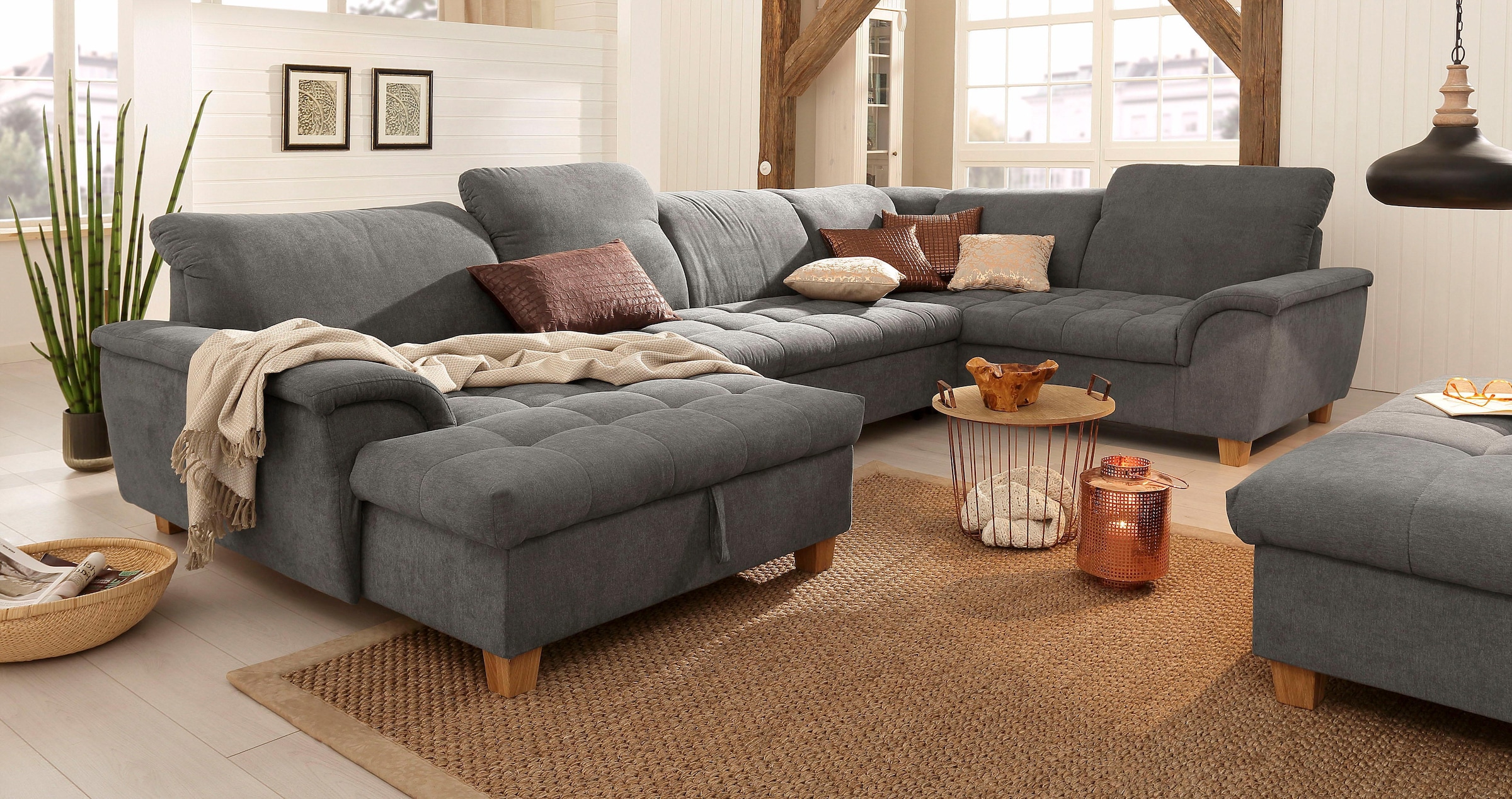 Home affaire Wohnlandschaft »Lyla U-Form« wahlweise mit Rückenfunktion und günstig online kaufen