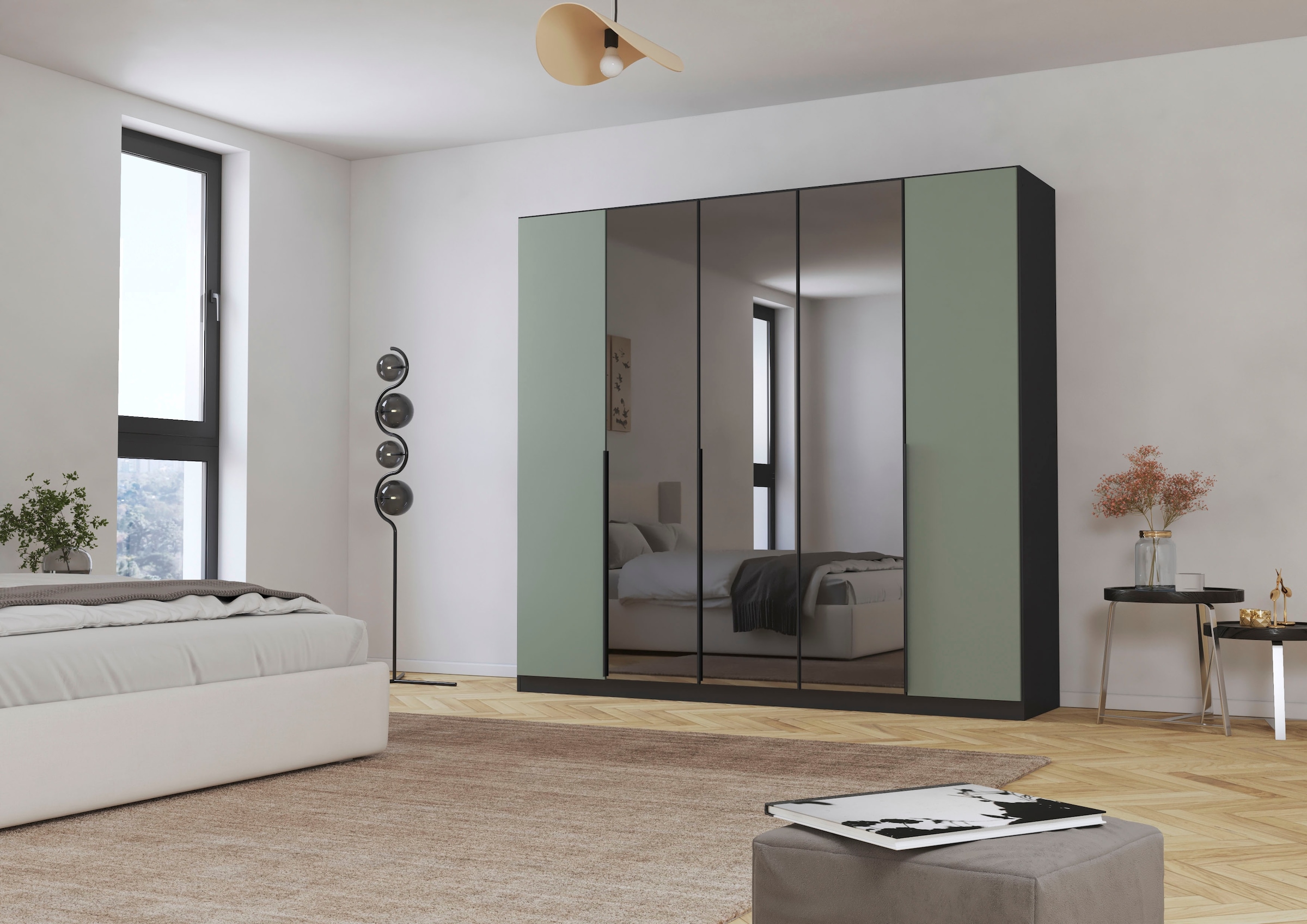 INOSIGN BY RAUCH Drehtürenschrank »Ferris Schrank Breite 2,10m BESTSELLER Schlafzimmerschrank«, Kleiderschrank mit Spiegel in den Ausführungen BASIC/CLASSIC/PREMIUM