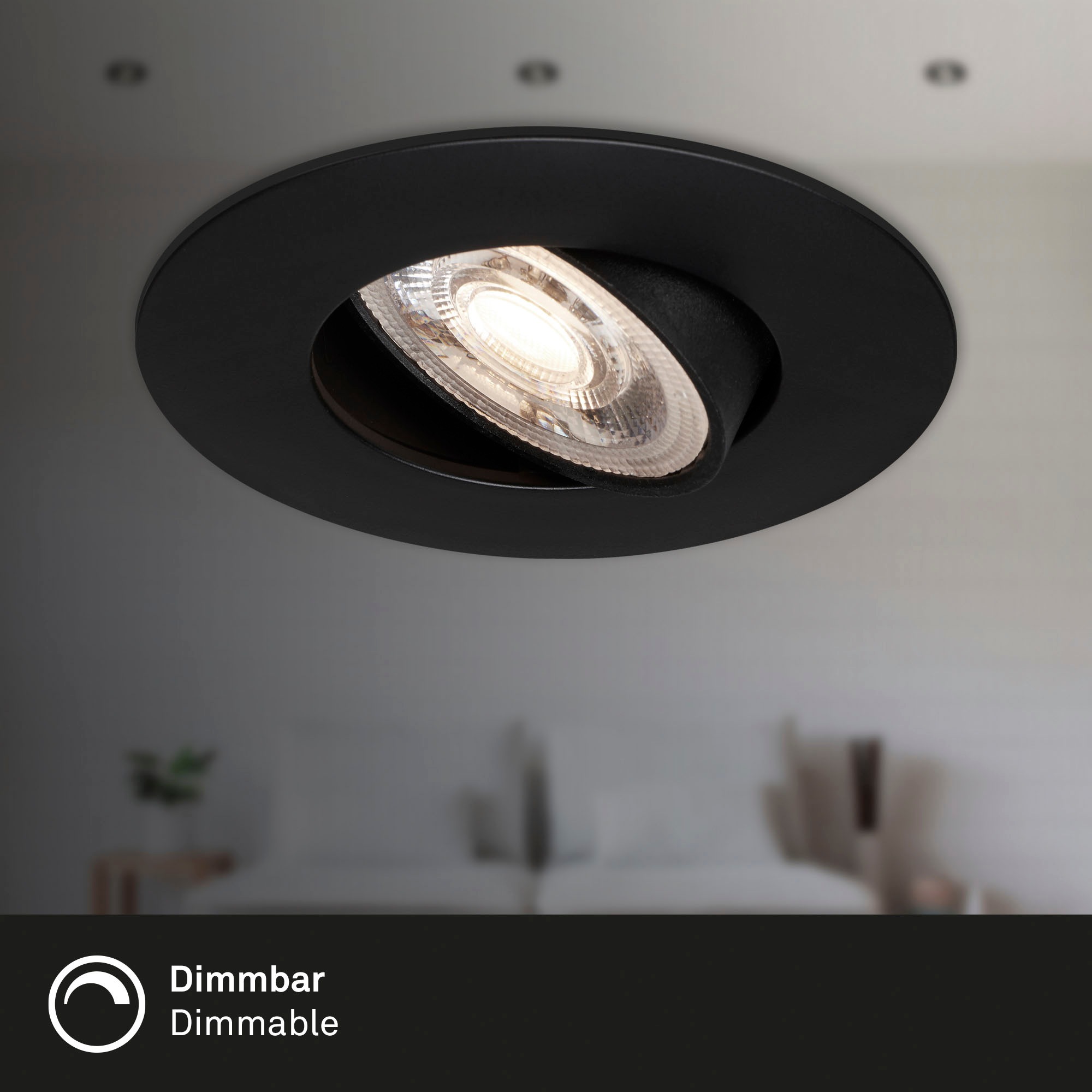 Briloner Leuchten LED Einbauleuchte »7048035 KULANA«, Leuchtmittel LED-Board | LED fest integriert, 3er Set, ultraflach, schwenkbar, stufenlos dimmbar, schwarz