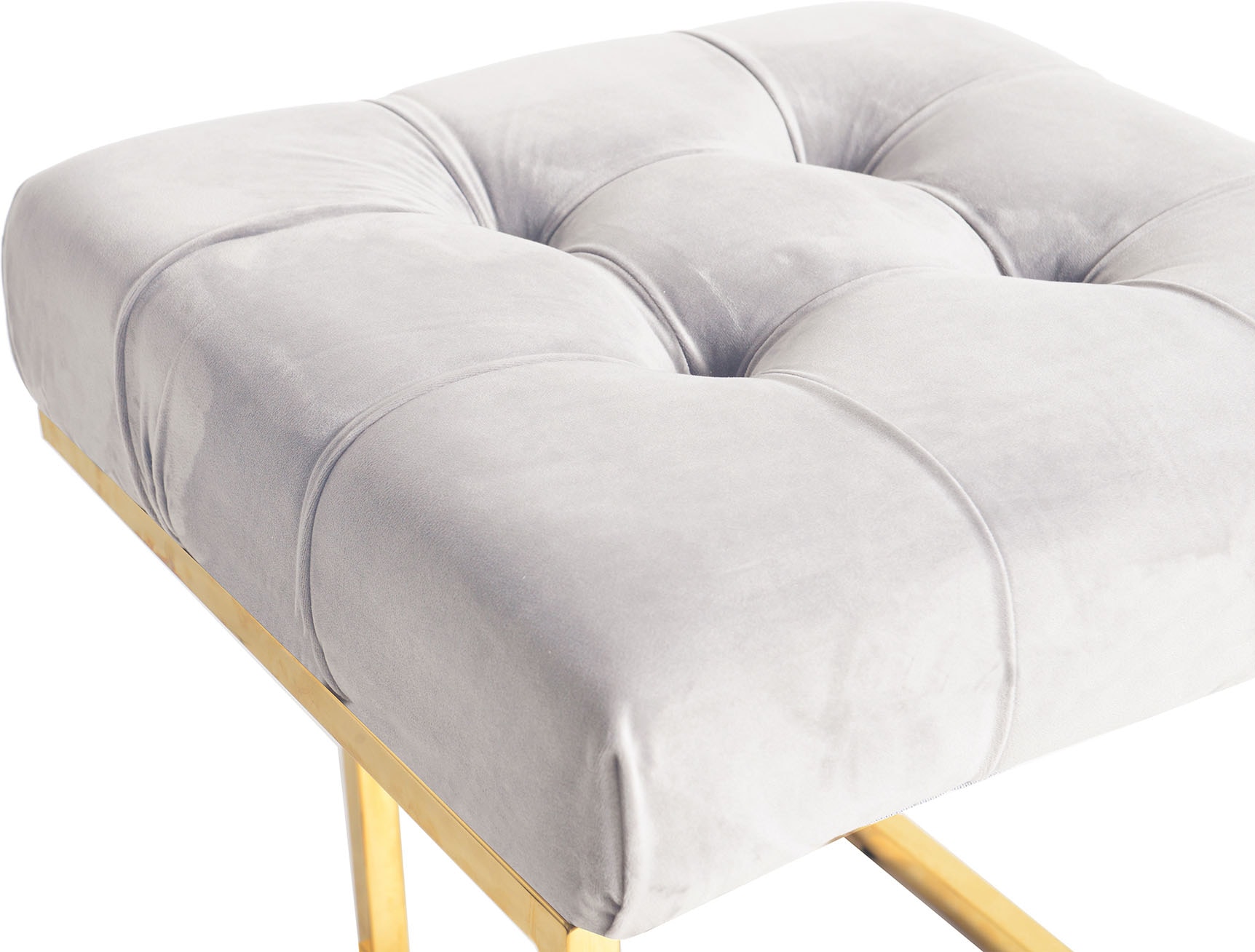 Kayoom Polsterhocker »Hocker Rarity 125, Edler Touch durch goldenes Gestell«, (1 St.), eckig, samtweich, gesteppt, mit Zierknöpfen, Edelstahlgestell