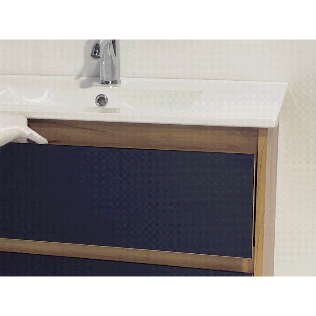 welltime Waschtisch »Torun Badezimmerschrank Unterschrank mit Glasfronten und Softclose«