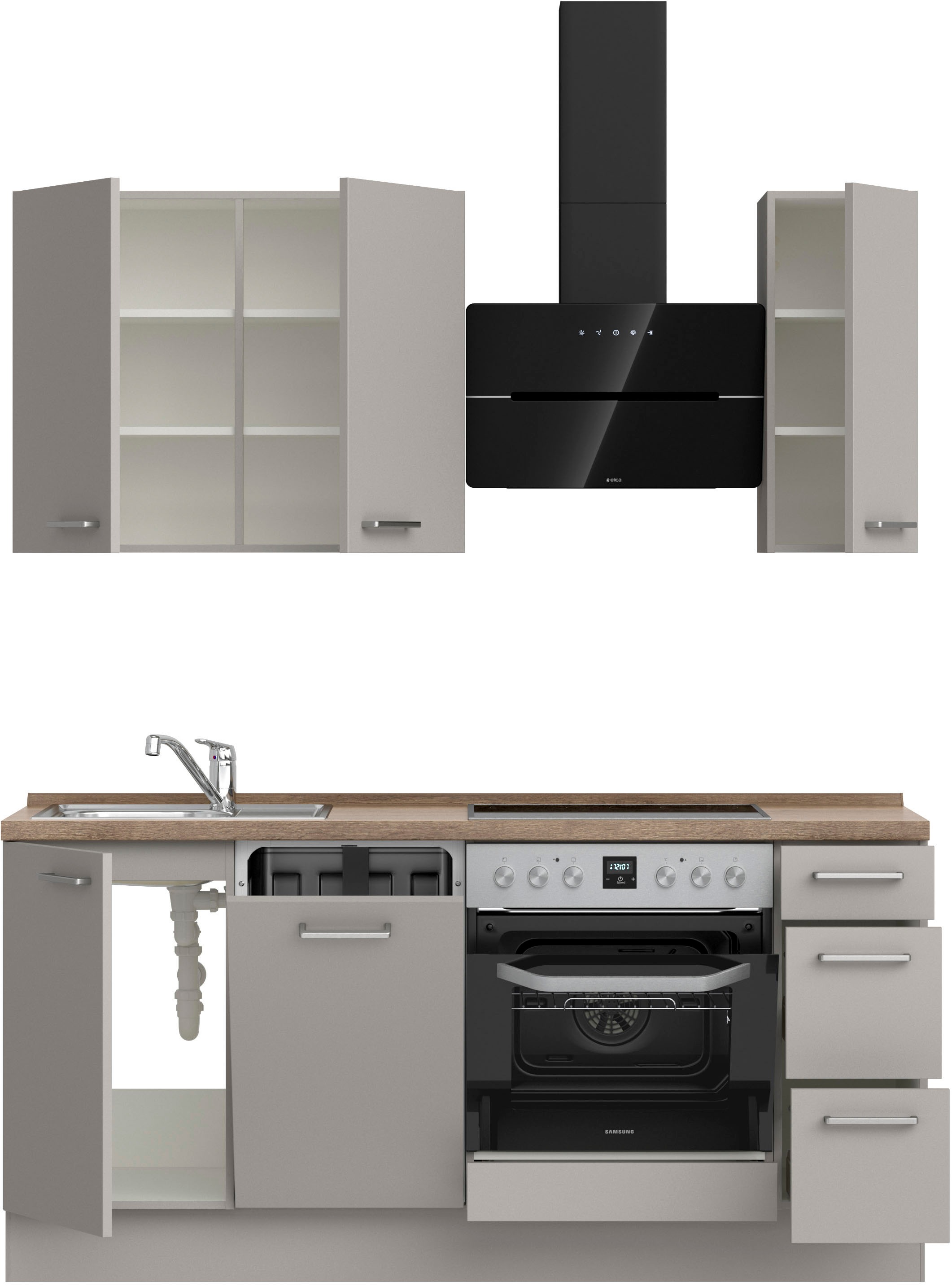 nobilia® Küchenzeile »"Touch II"« vormontiert, Ausrichtung wählbar, Breite 180 cm, wahlw. mit E-Geräten