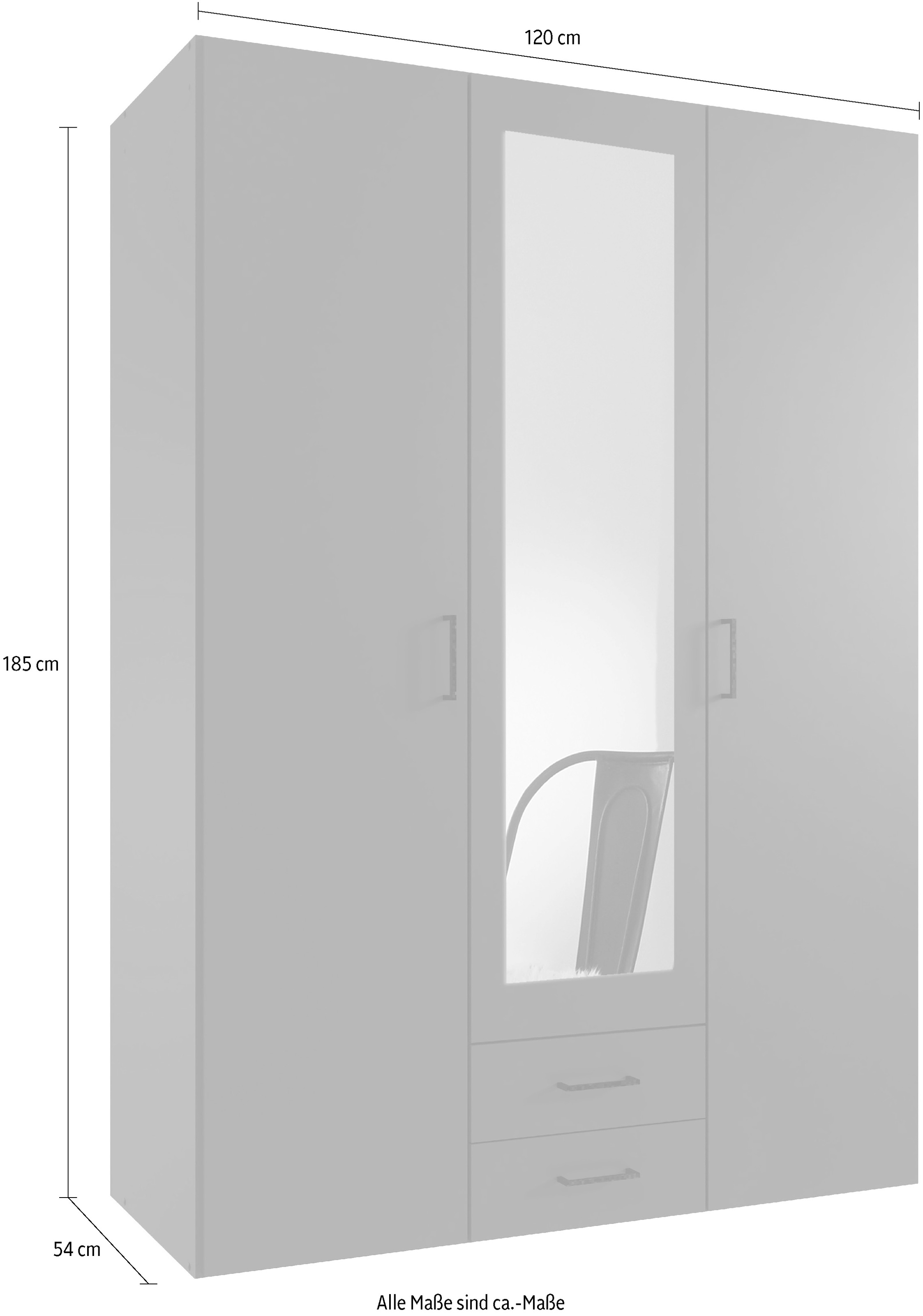 Wimex Kleiderschrank »Mugano, in vielen Breiten, 208 oder 236cm hoch, Made in Germany«, (mit langen oder kurzen Griffen aus Metall), wahlweise mit oder ohne Spiegel, mit Schubladen