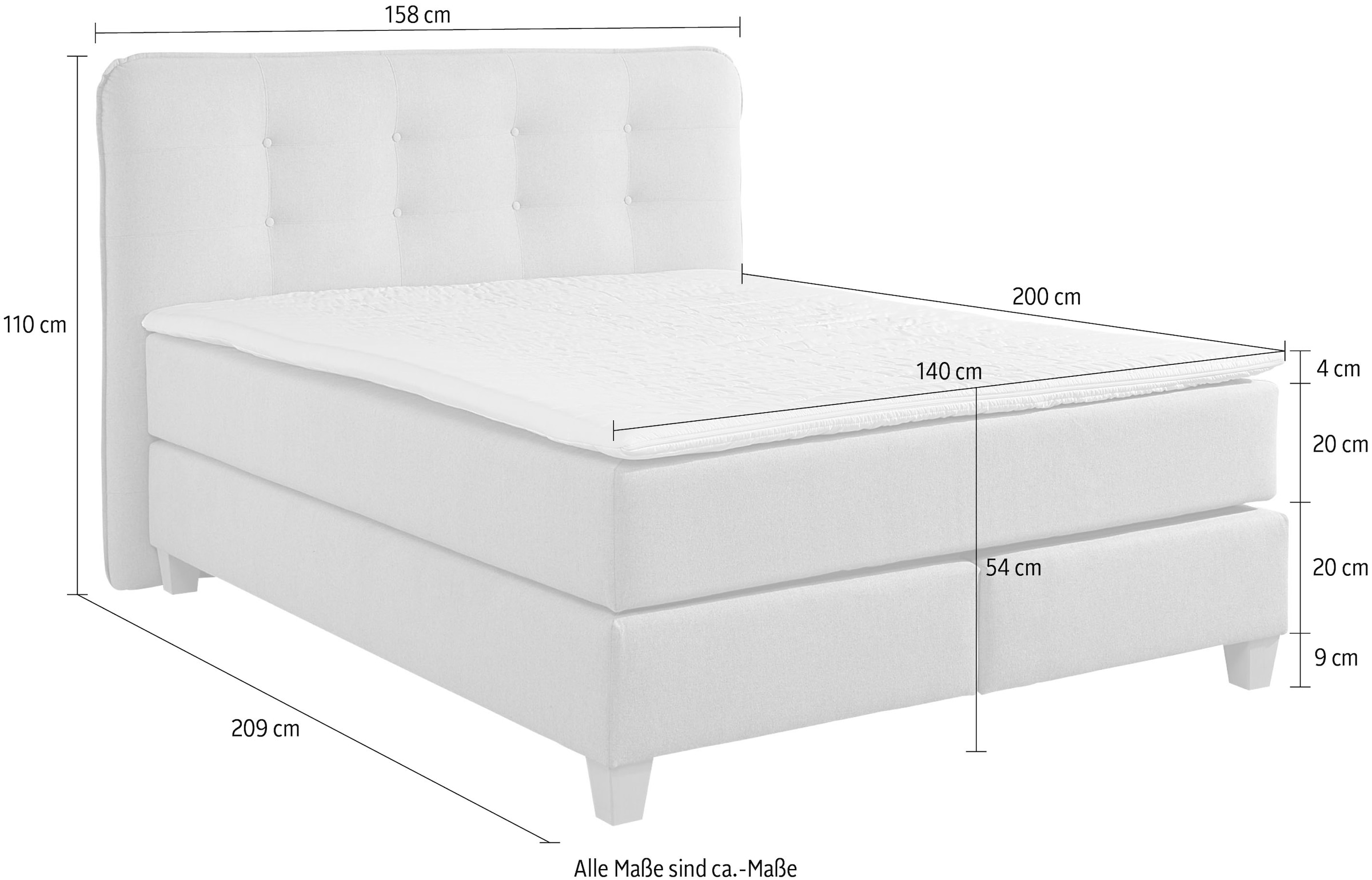 Home affaire Boxspringbett, inklusive Komfortschaum-Topper