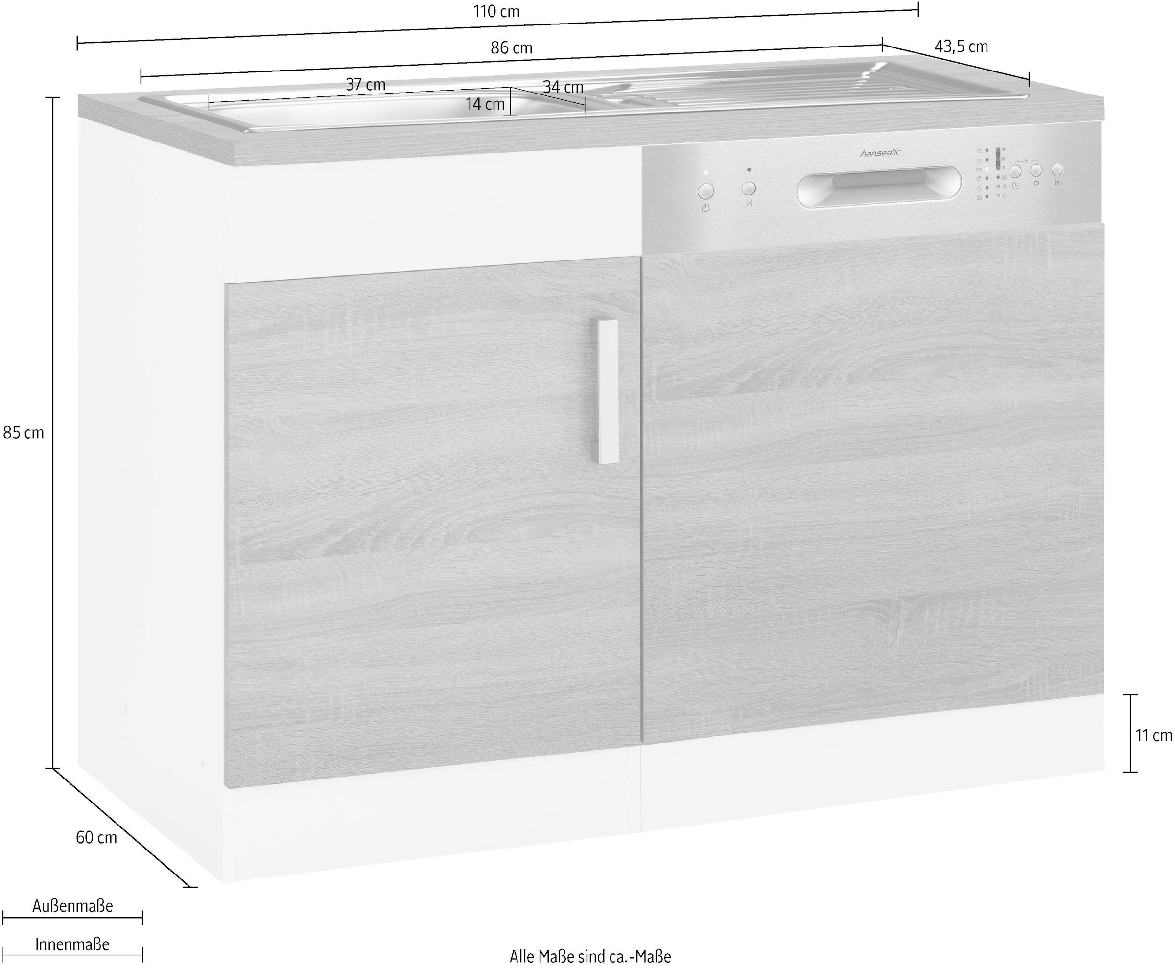 KOCHSTATION Spülenschrank »KS-Gera«, Breite 110 cm