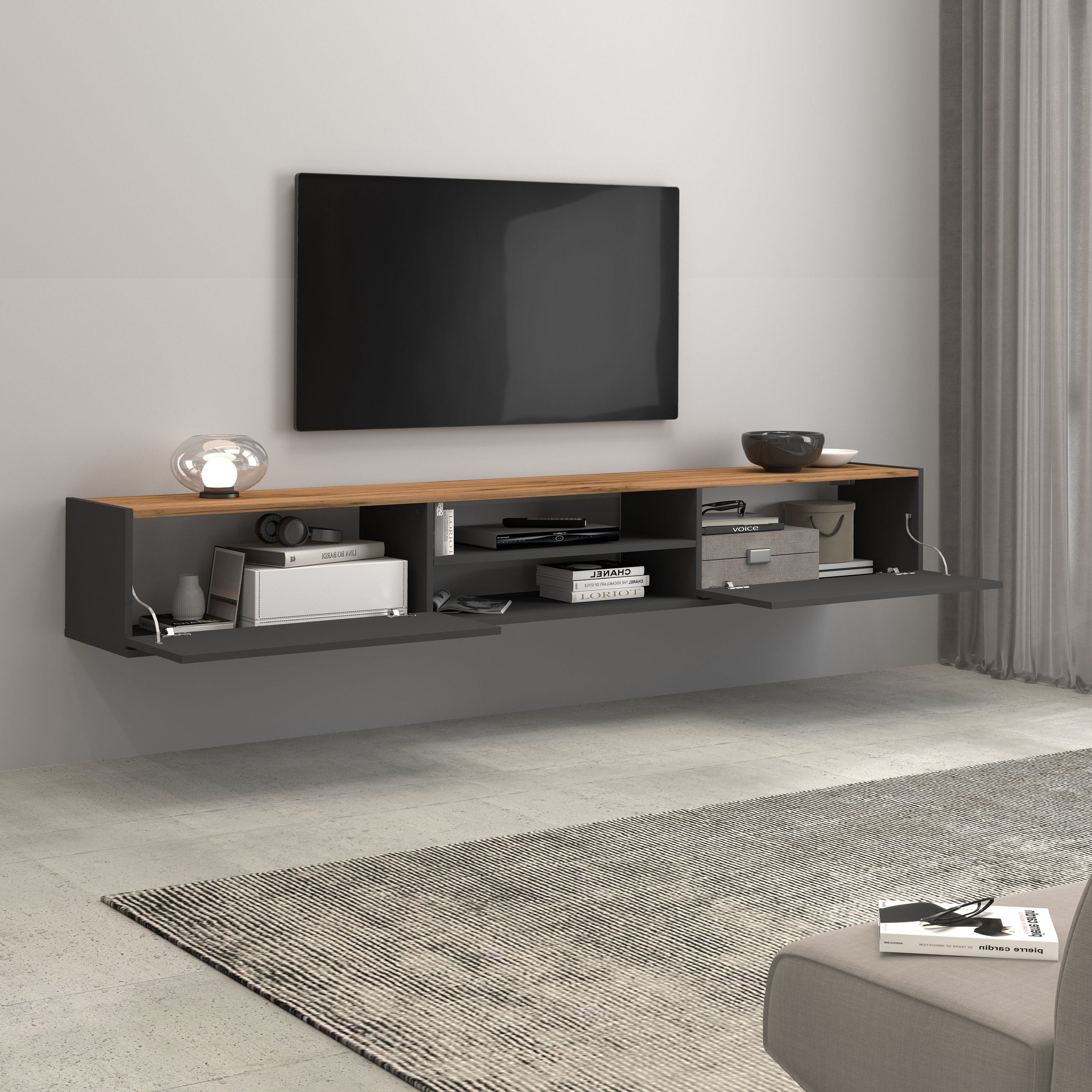 INOSIGN Lowboard »Garda,Lowboard,TV-Kommode,TV-Möbel,TV-Bank«, stehend und hängend mit 2 Klappen, 1 Einlegeboden, Breite 210 cm