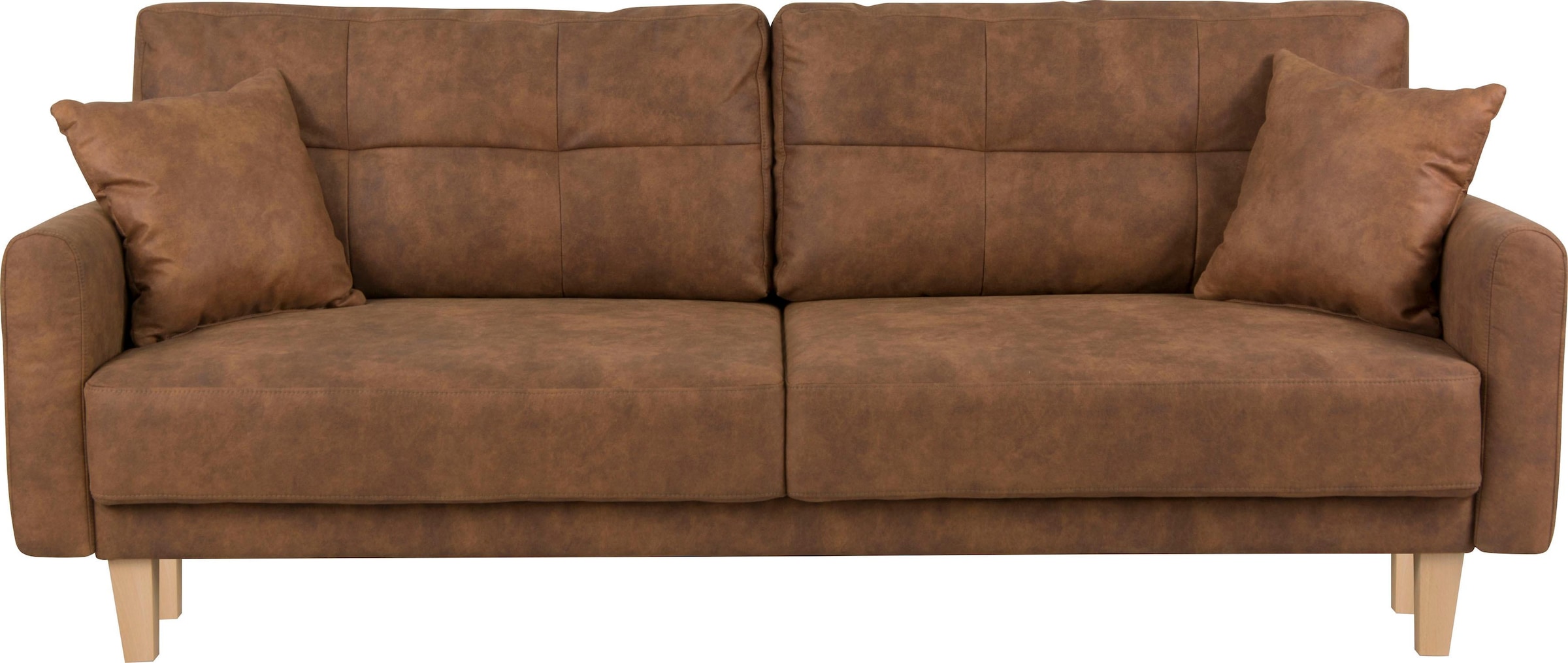 Home affaire 3-Sitzer »TRIPLO optionale Schlafsofa mit Bettkasten, Maße B/T/H: 215/100/89 cm«, Wahlweise Bettfunktion - Liegefläche 145x191 cm, Rücken-, Zierkissen