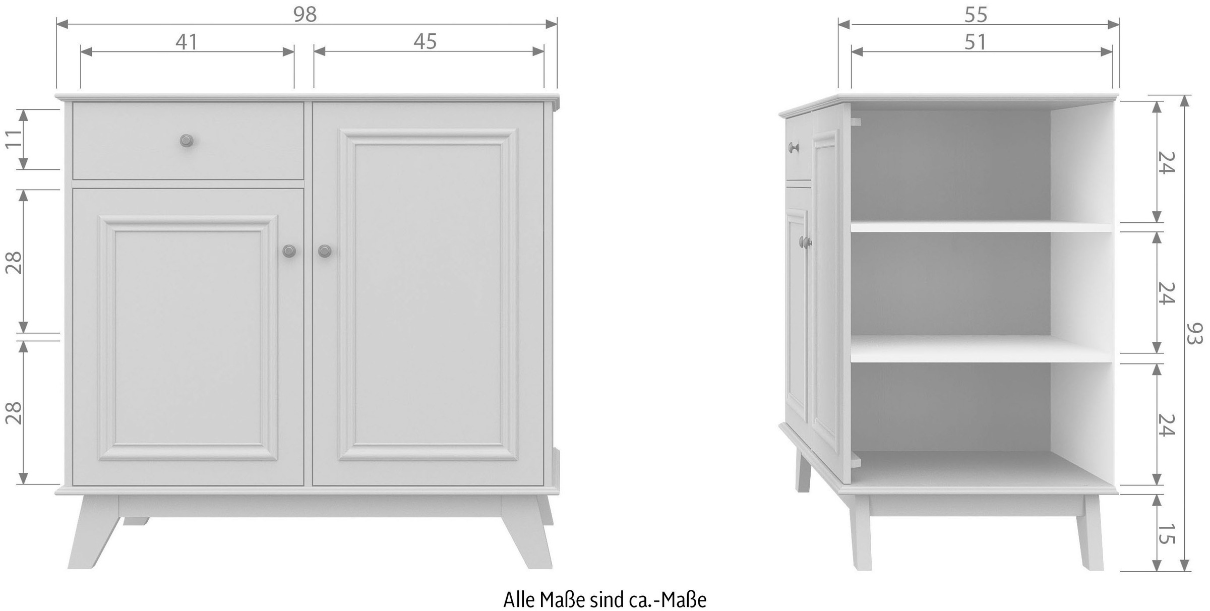 WOOOD Sideboard »Lily«, Kommode, H 93 cm x B 98 cm x T 55 cm