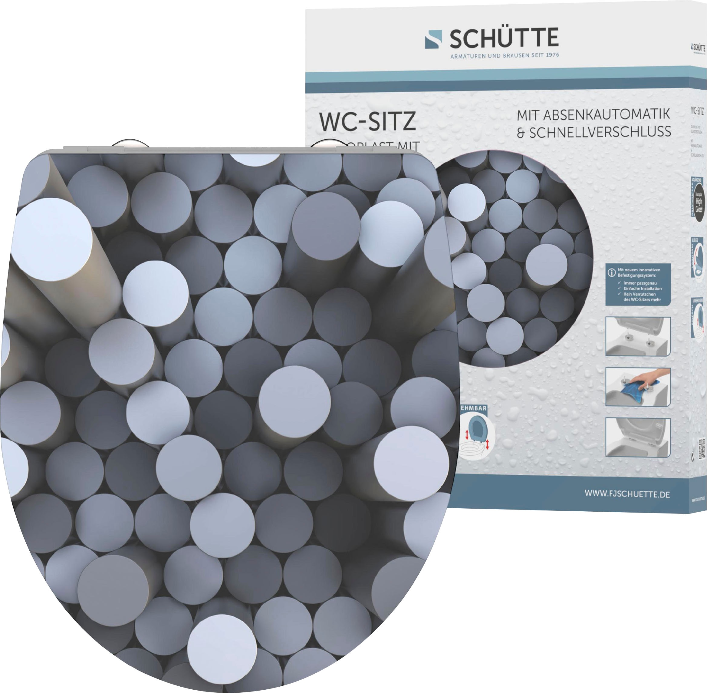 Schütte WC-Sitz »Round Dips«, Duroplast, Absenkautomatik, Schnellverschluss, mit Motiv, High Gloss