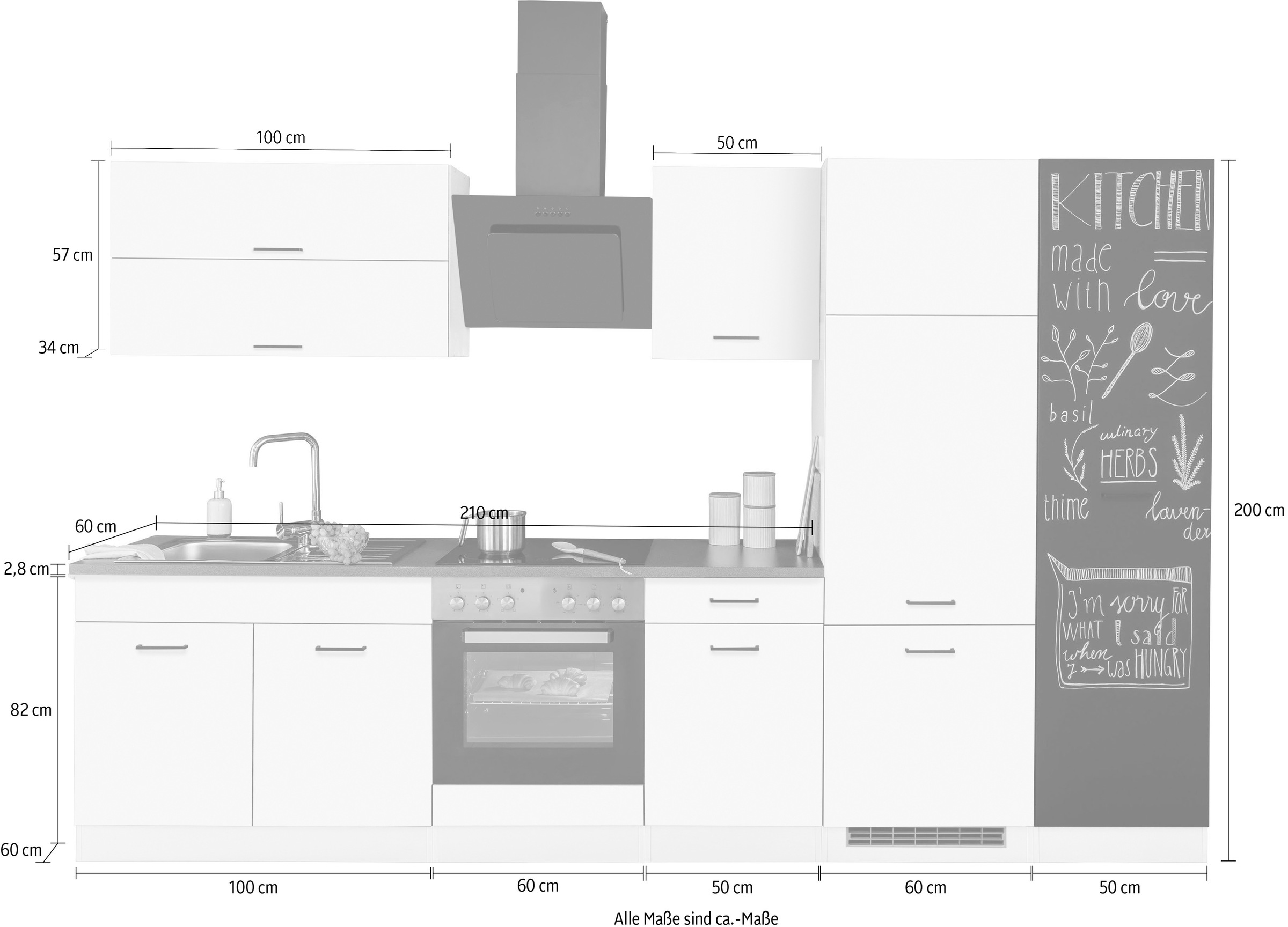 KOCHSTATION Küchenzeile »KS-Trier«, mit E-Geräten, Breite 320 cm