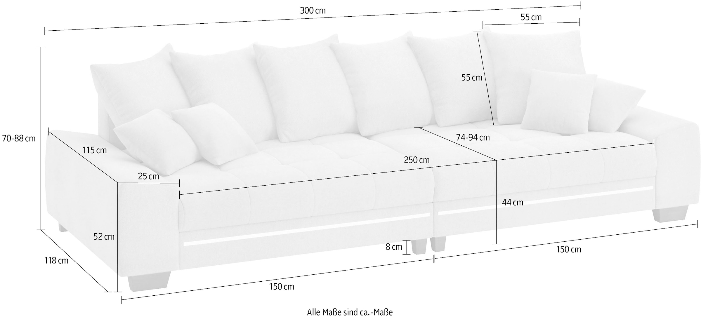 Mr. Couch Big-Sofa »Nikita II«, mit RGB-LED Beleuchtung, wahlweise mit Kaltschaum